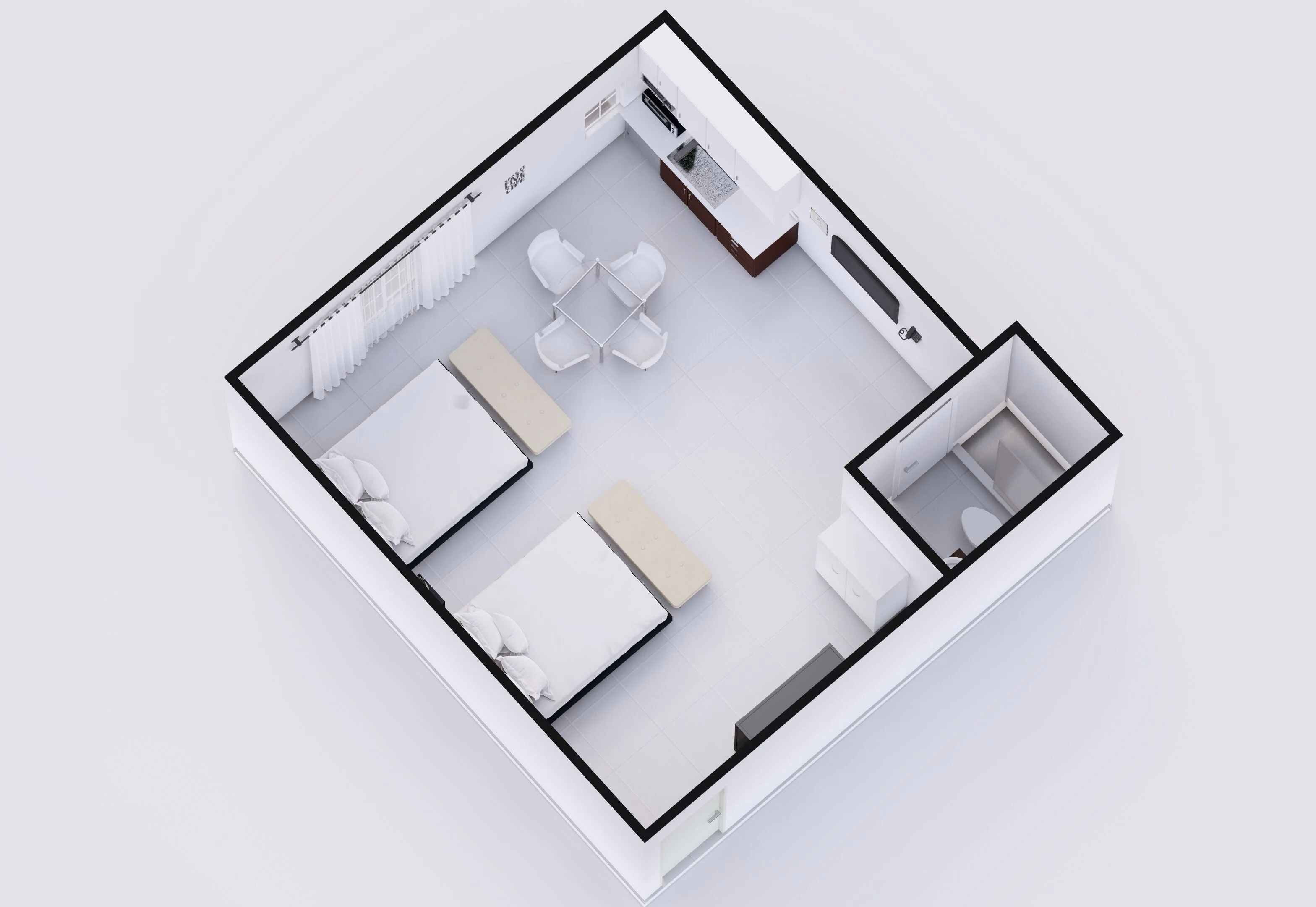 Studio, 2 Queen Beds, Kitchen