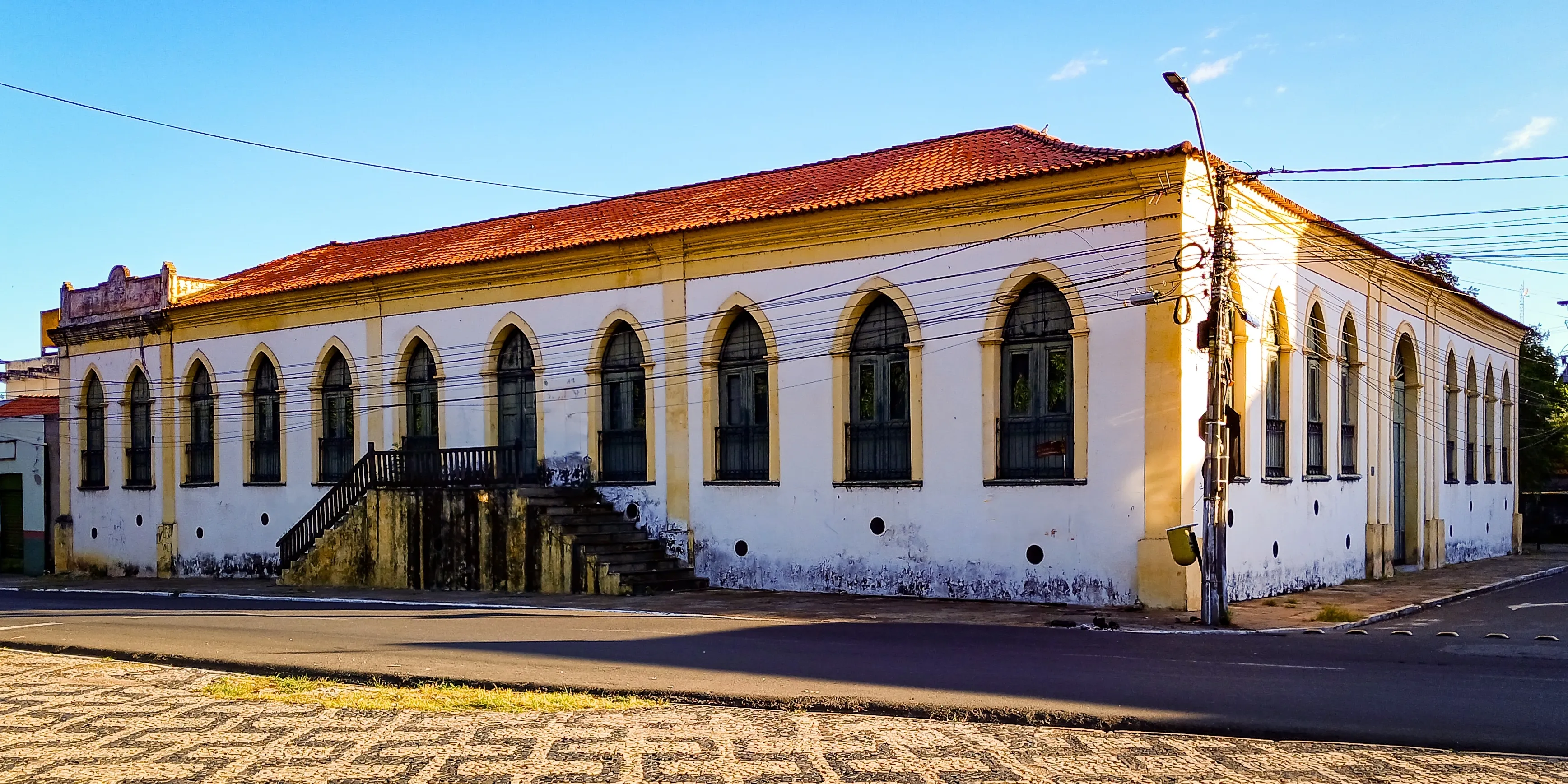 The facade of a historic building, headquarters of the Casa da Cultura de Teresina, in the city center of Teresina PI, Brazil