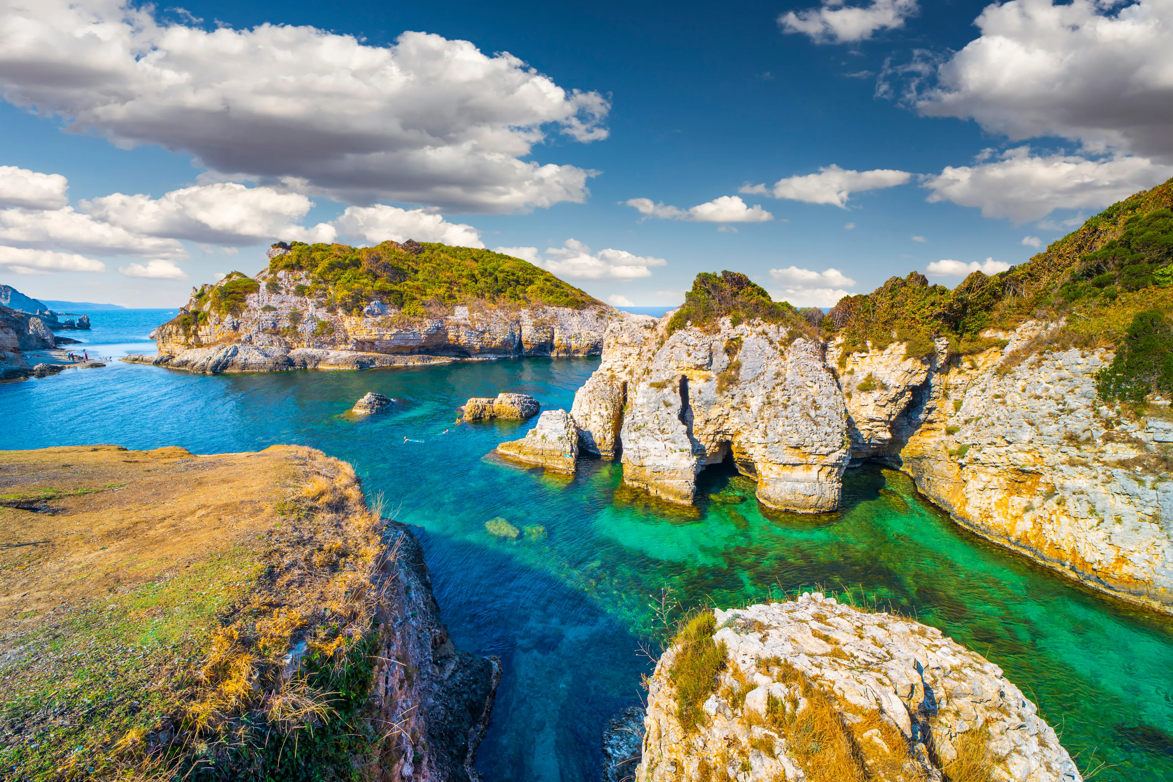 Bay view for summer vacation. view of the bay on the beach. deep blue sea on a sunny day. Mediterranean landscape. Kilimli beach, Agva village, Kocaeli city.