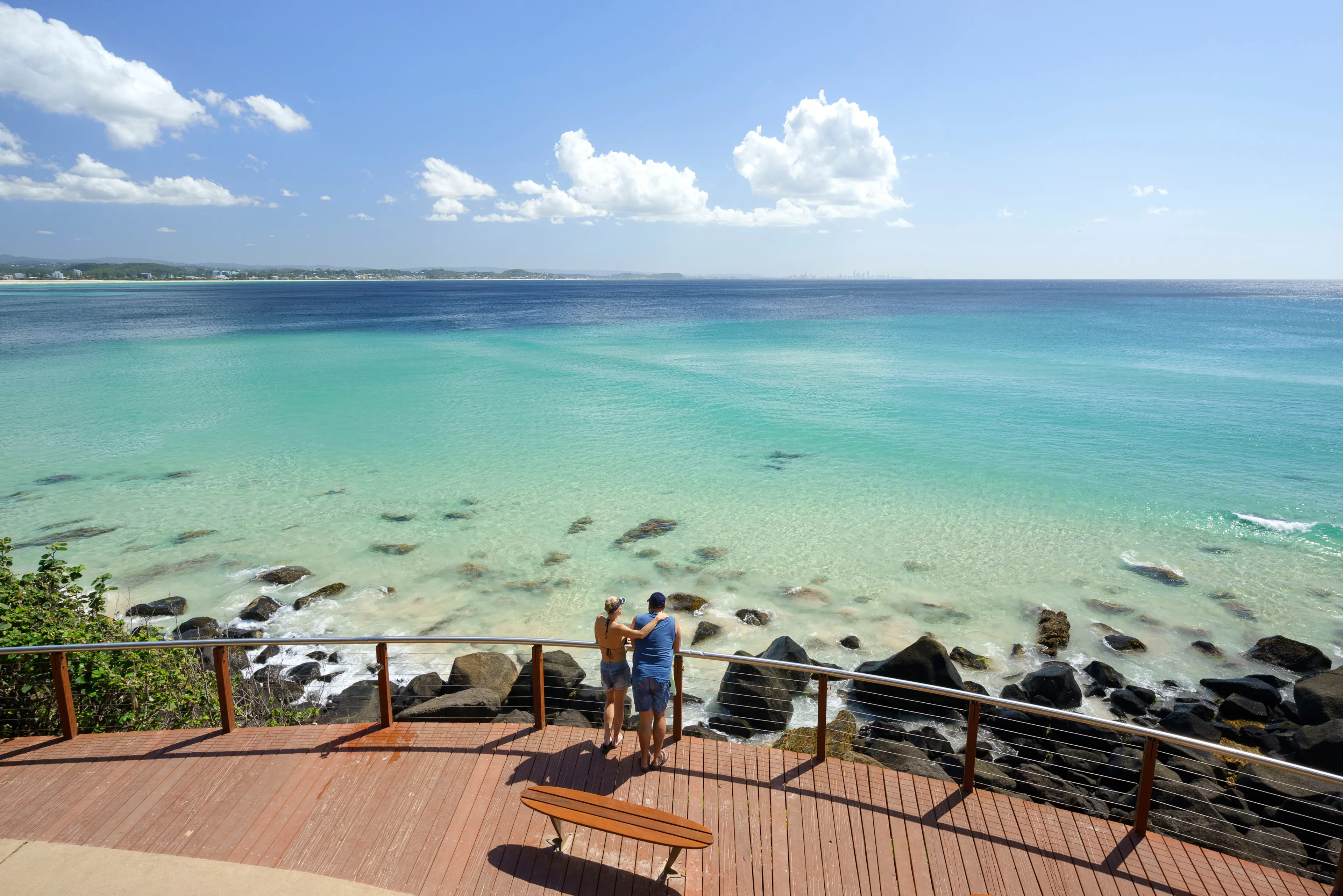 Blue water of the Gold Coast, Coolangatta, Queensland, Australia.