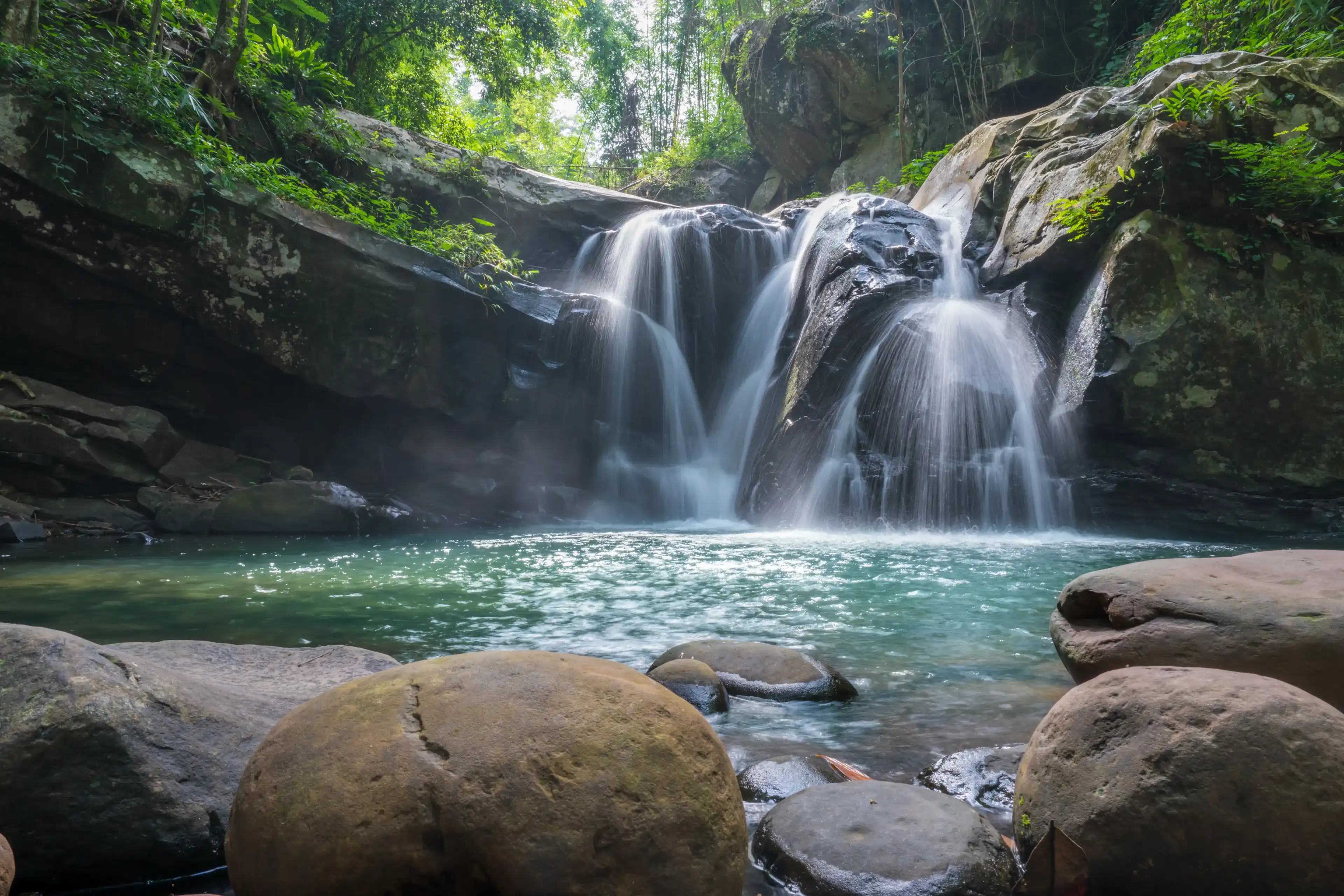 Waterfall scene at Phu Soi Dao national park in Uttaradit province Thailand.