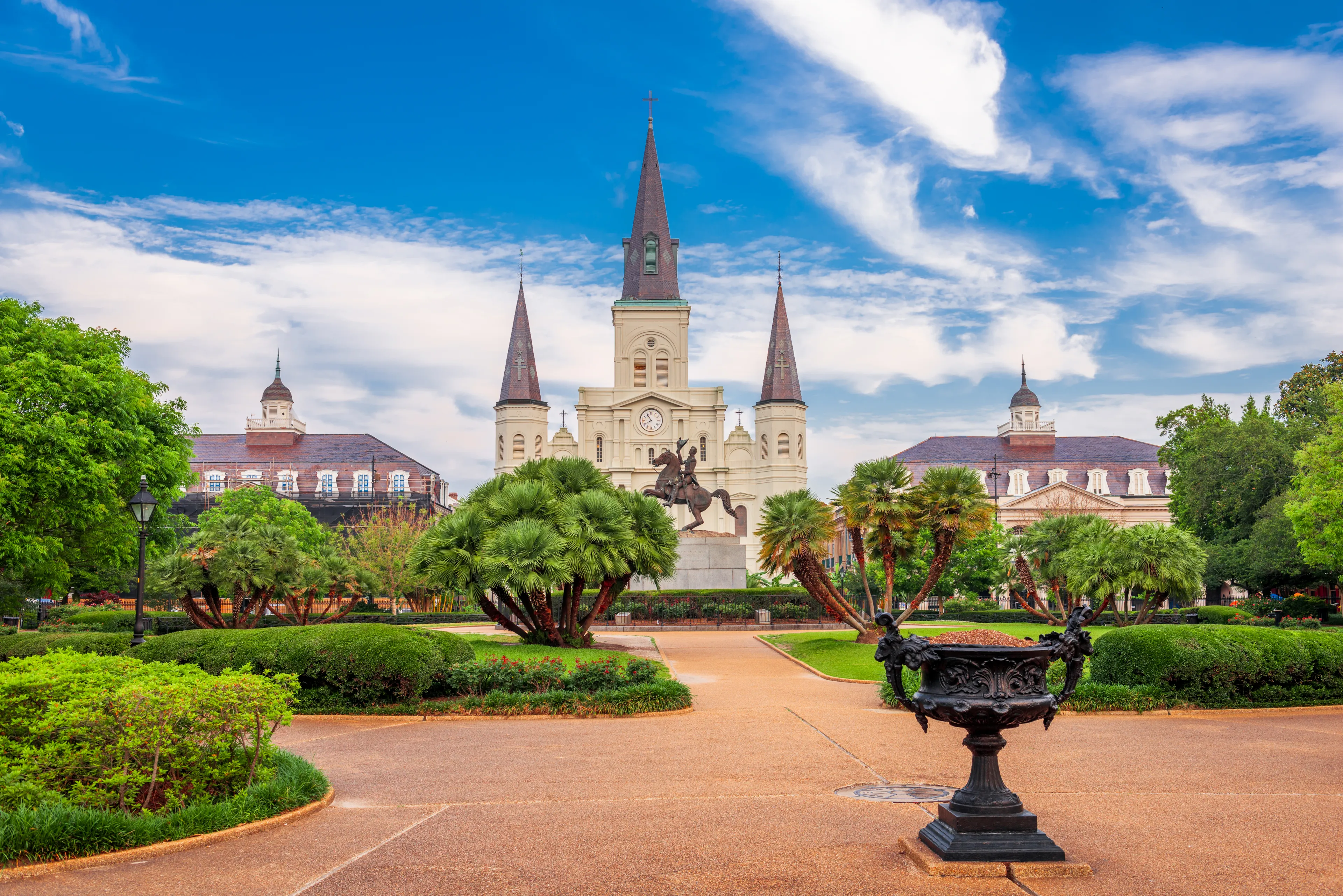 New Orleans, Louisiana, USA at Jackson Square and St. Louis Cathedral in the morning
