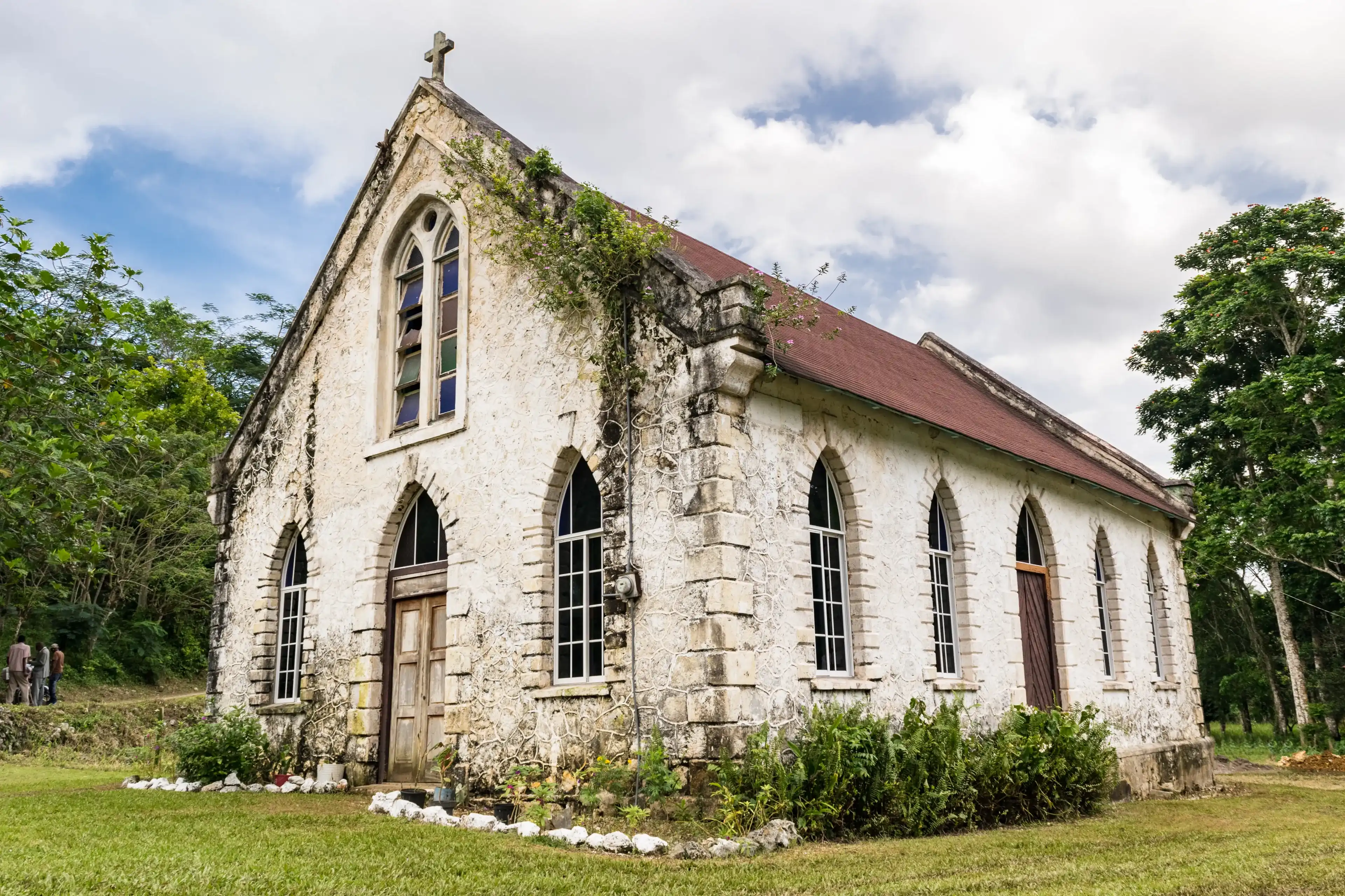 Saint Mary, Jamaica - January 07 2017: Saint Mary, Jamaica. Jamaican church. Vintage/ centuries old Saint Andrew's Anglican Church in Labyrinth