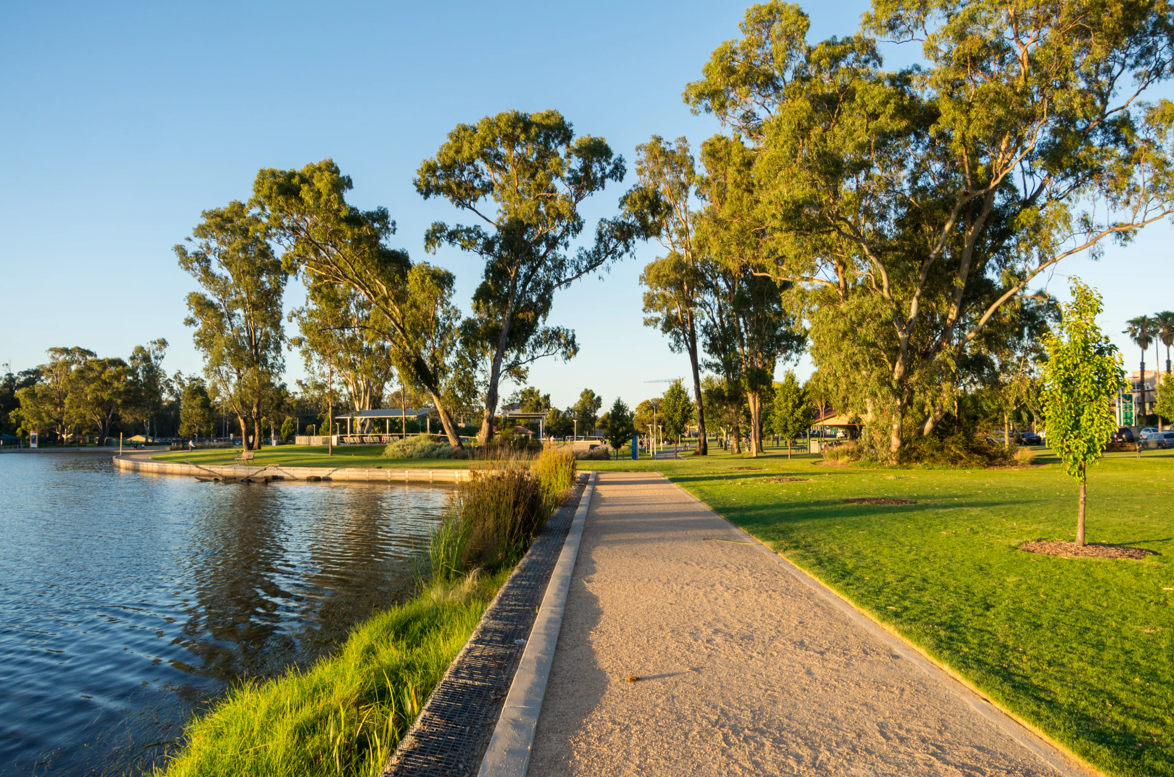 Victoria Park Lake in the regional Goulburn Valley town of Shepparton, Australia.