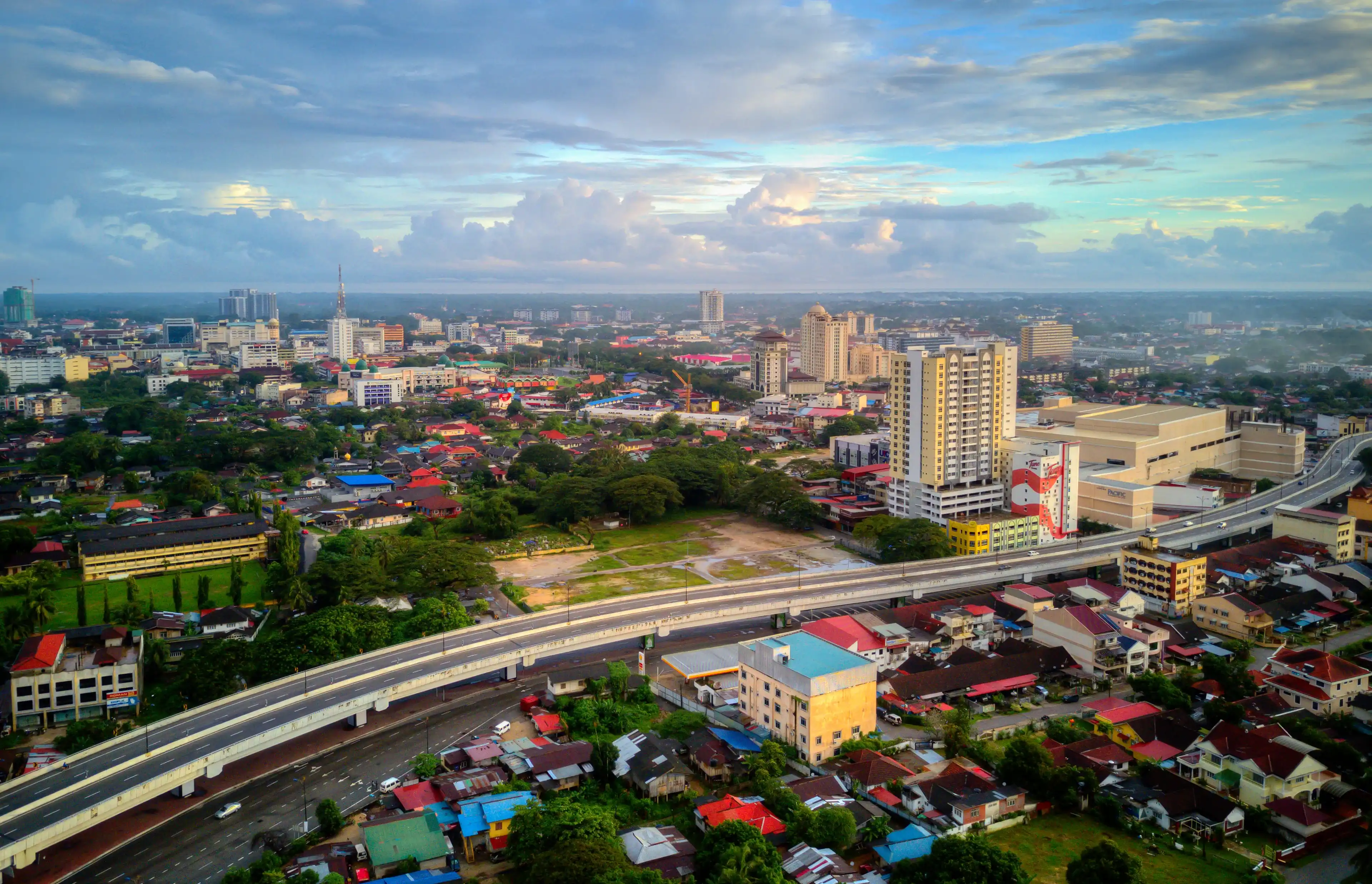 Kota Bharu , Kelantan , Malaysia 4th December 2017 - Aerial view of Kota Bharu city in the morning