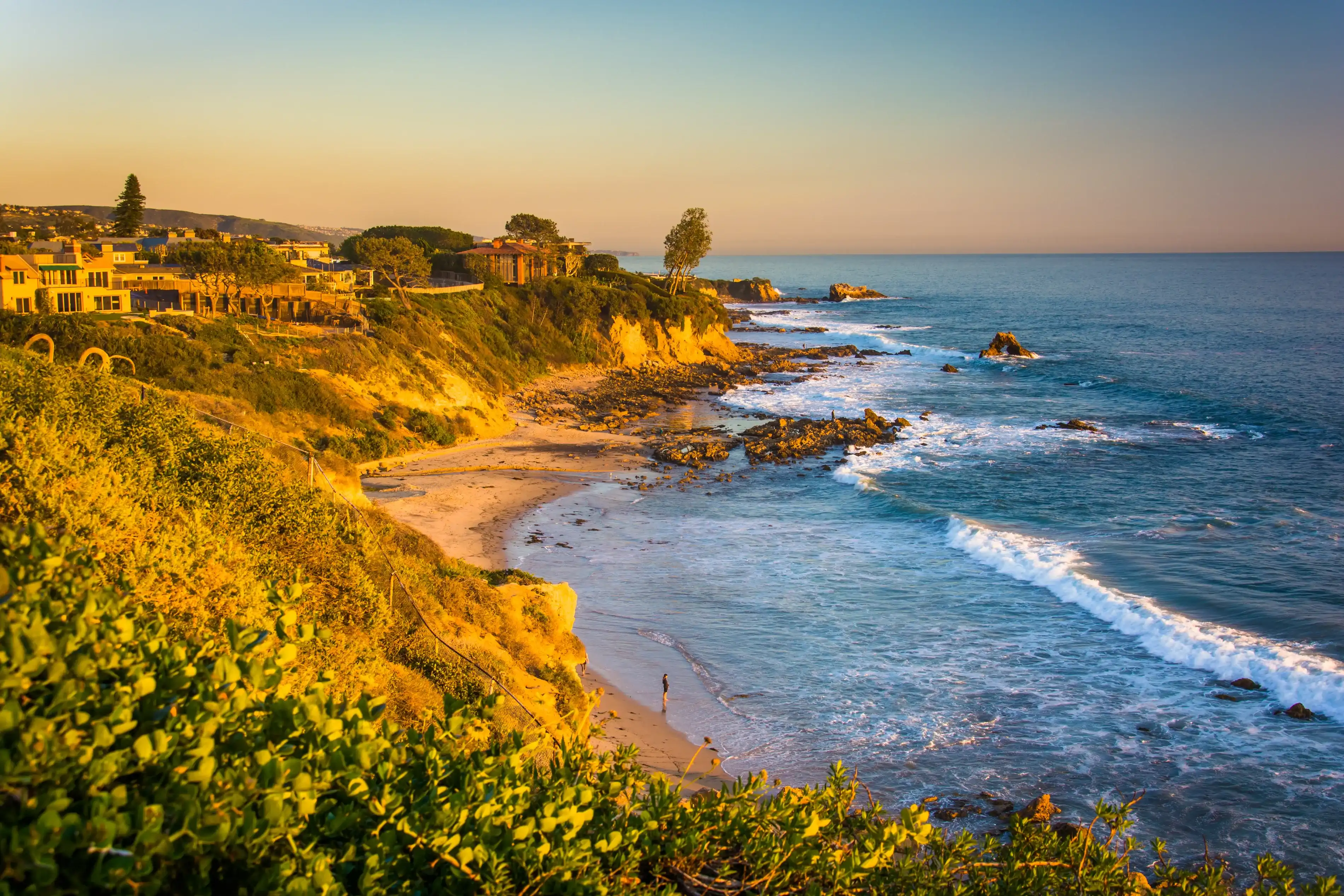 View of cliffs along the Pacific Ocean, from Corona del Mar, California.