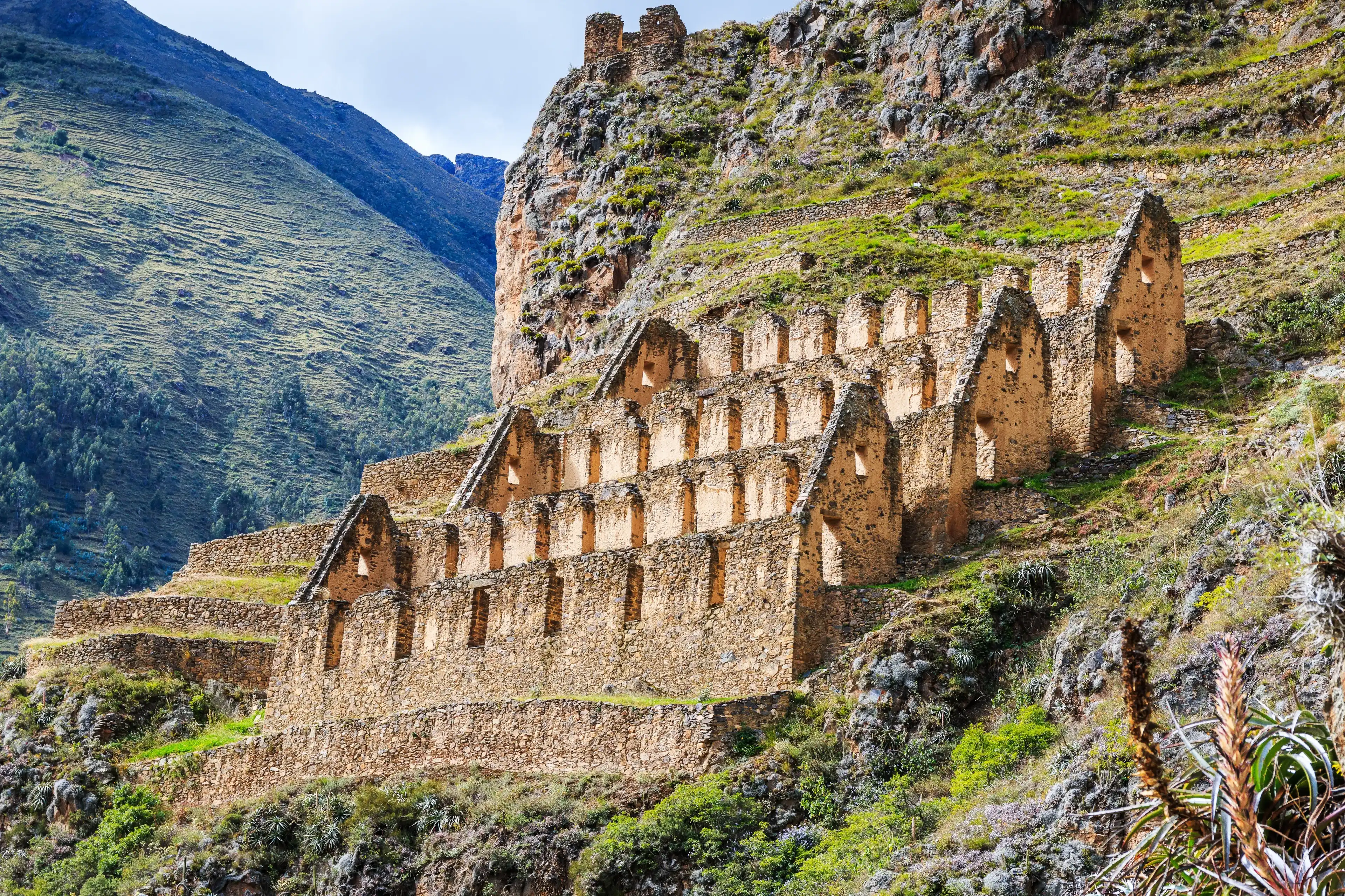 Ollantaytambo, Peru. Pinkuylluna, Inca storehouses in the Sacred Valley. Ollantaytambo, Peru. Pinkuylluna, Inca storehouses in the Sacred Valley.