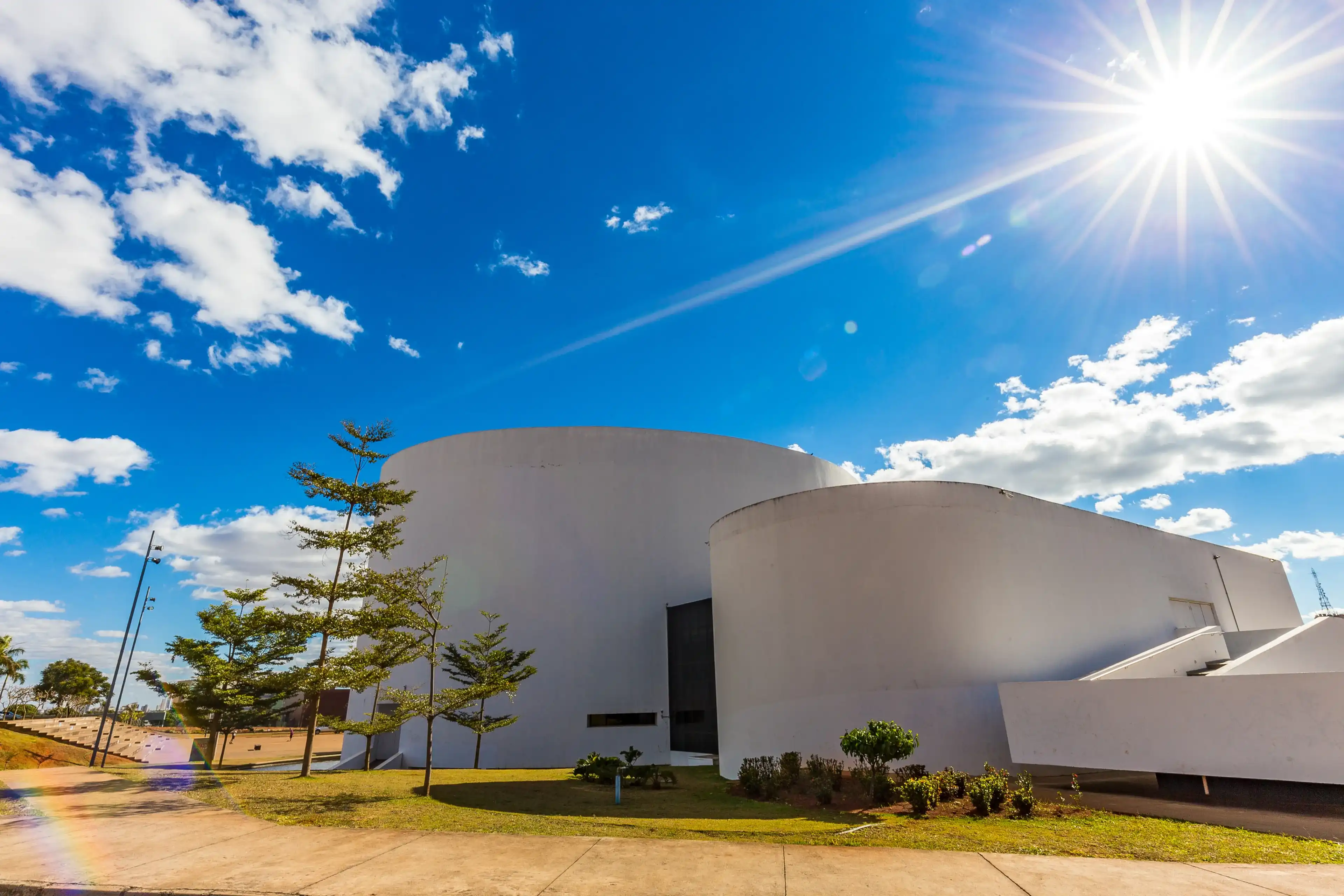 UBERLANDIA, MINAS GERAIS. BRAZIL - JULY 25, 2017: Municipal theater by Oscar Niemeyer UBERLANDIA, MINAS GERAIS. BRAZIL - JULY 25, 2017: Municipal theater by Oscar Niemeyer