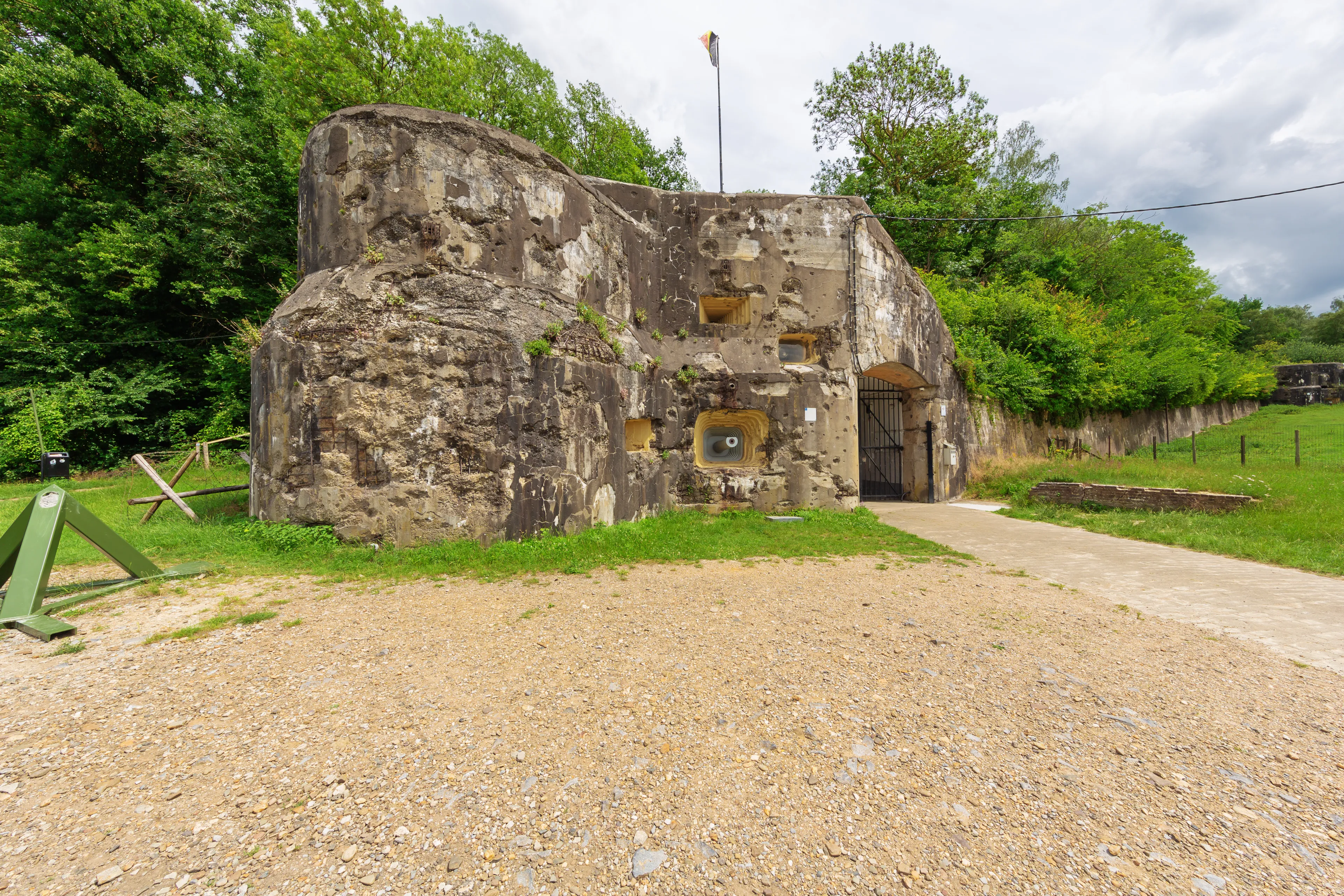 Side view of the entrance of Fort Eben Emael nowadays a museum