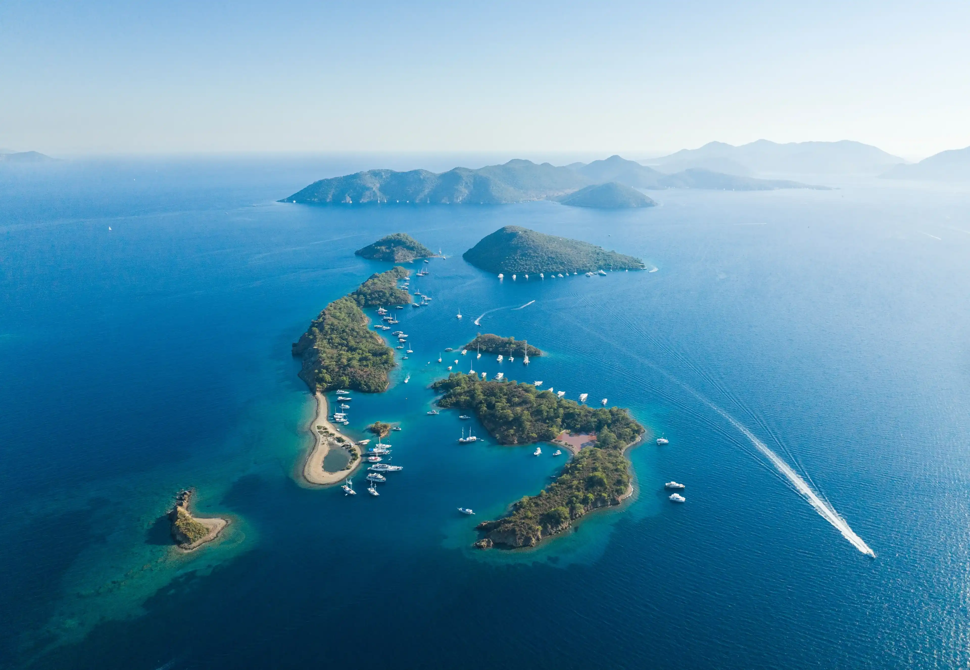 Turkish Maldives Yassica Islands Drone Photo, Gocek Fethiye, Mugla Turkiye (Turkey) Turkish Maldives Yassica Islands Drone Photo, Gocek Fethiye, Mugla Turkiye (Turkey)