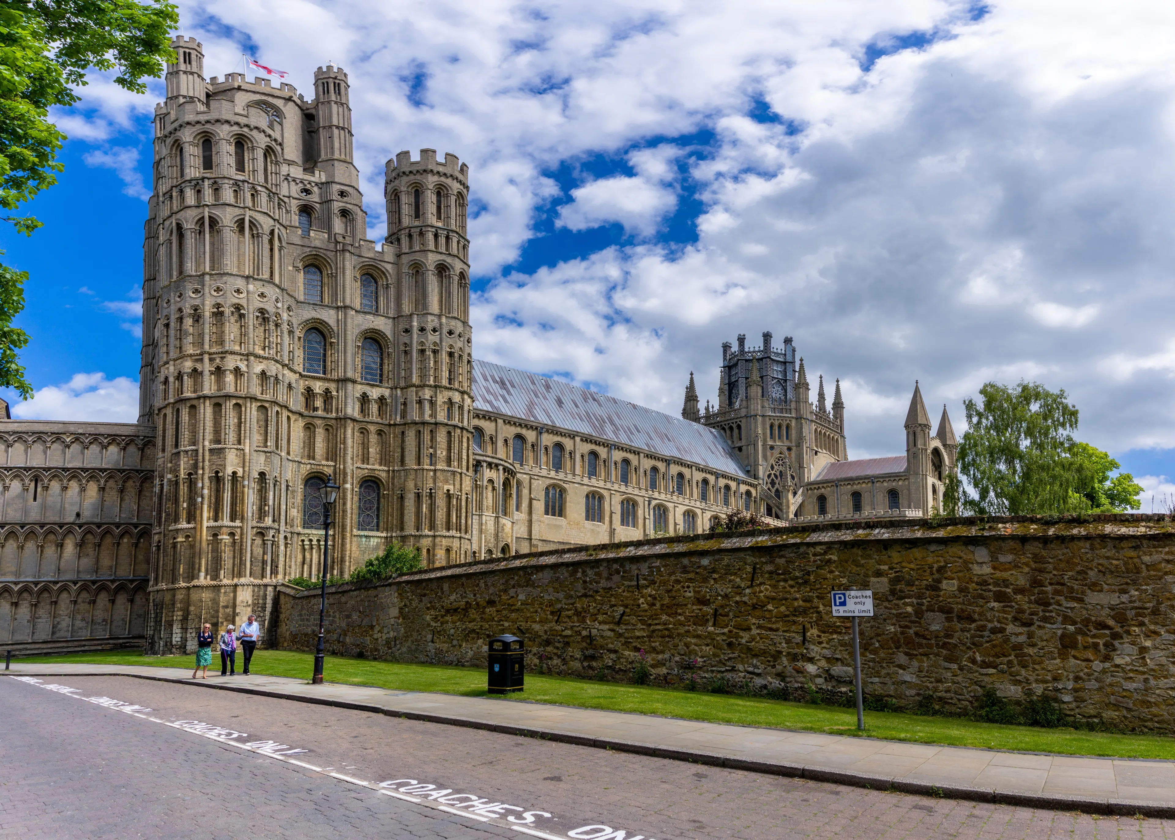 Ely, United Kingdom - 12 June, 2022: senior citizens leaving Ely Cathedral after a church service on Trinity Sunday
