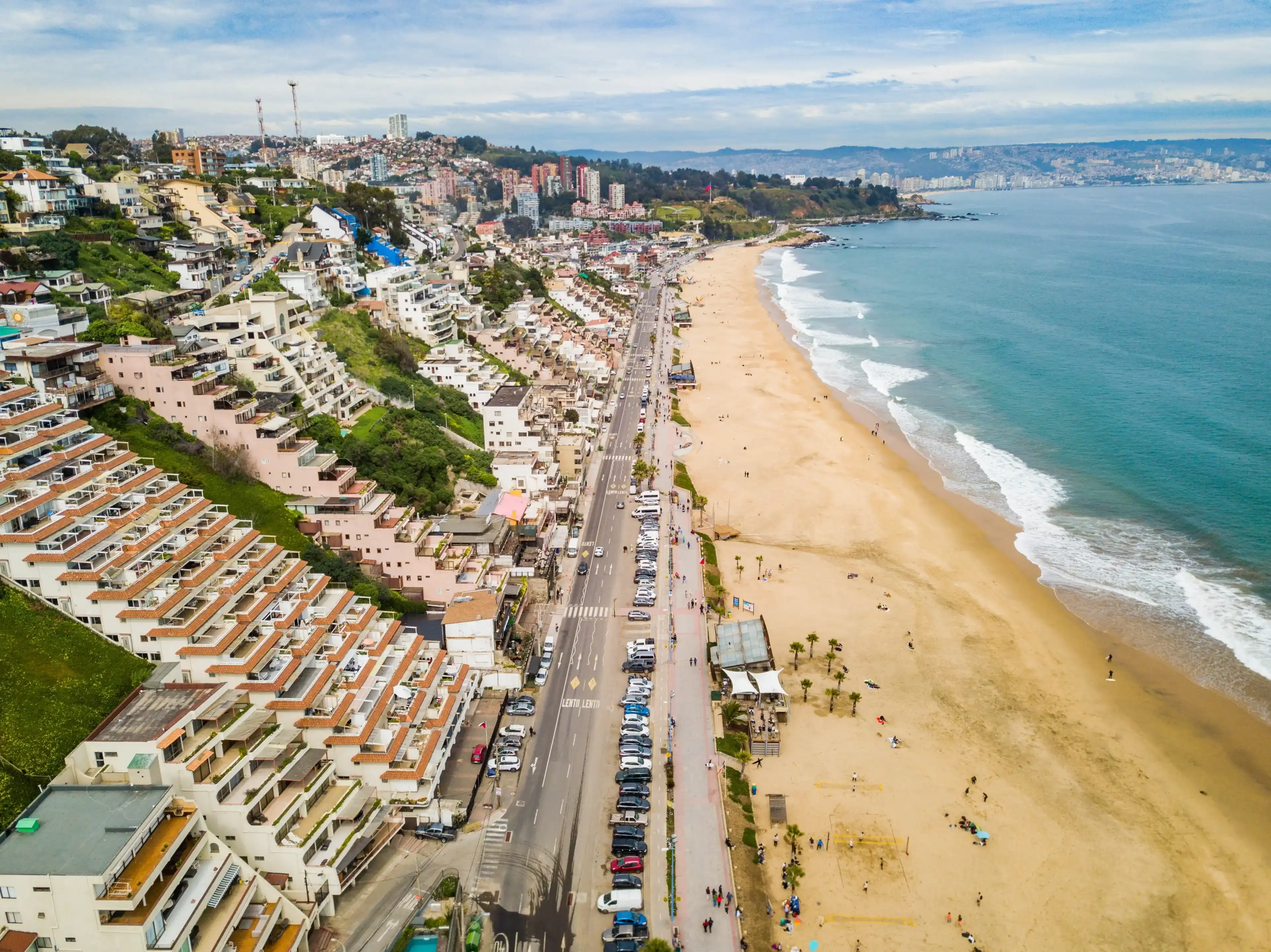 Reñaca, Viña del Mar, Chile. Aerial view of Reñaca beach Reñaca, Viña del Mar, Chile. Aerial view of Reñaca beach