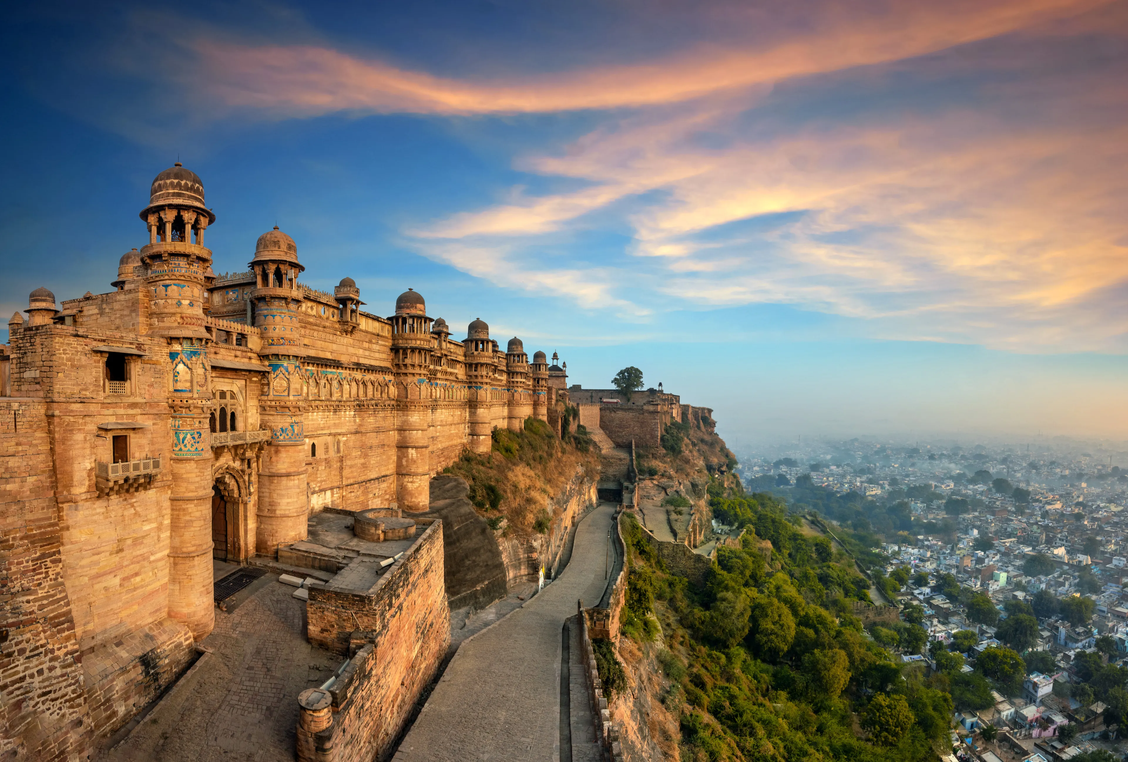 India tourist attraction - Mughal architecture - Gwalior fort. Gwalior, Madhya Pradesh, India