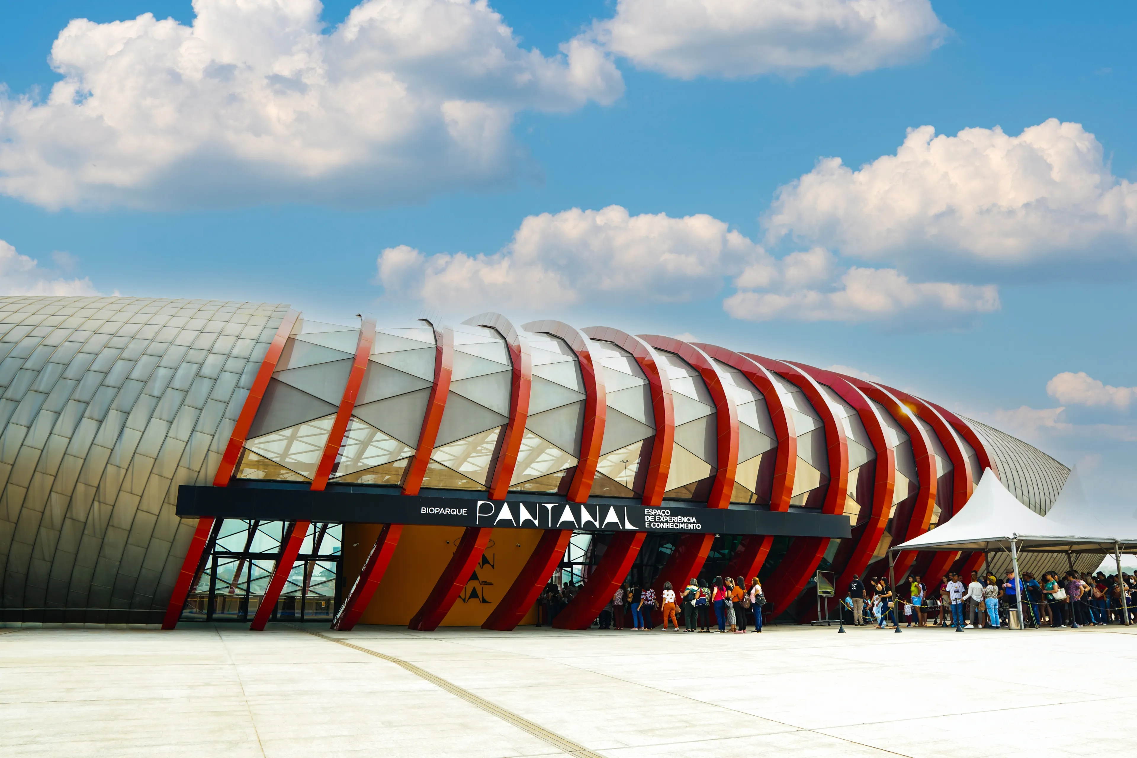September 12, 2022, Brazil. Partial view of the entrance to the Bioparque Pantanal (Pantanal Aquarium), in Campo Grande, Mato Grosso do Sul