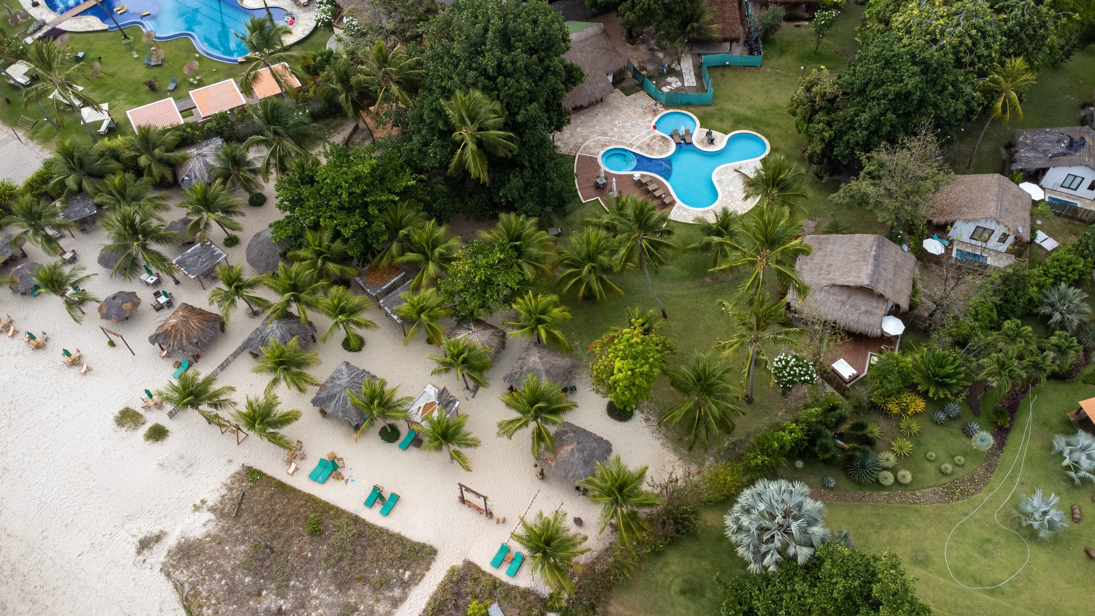 Tamandaré Pernambuco Brazil December 01 2024: Aerial images of Carneiros Beach, Tamandaré, Tropical images, Gameleiro Bungalows