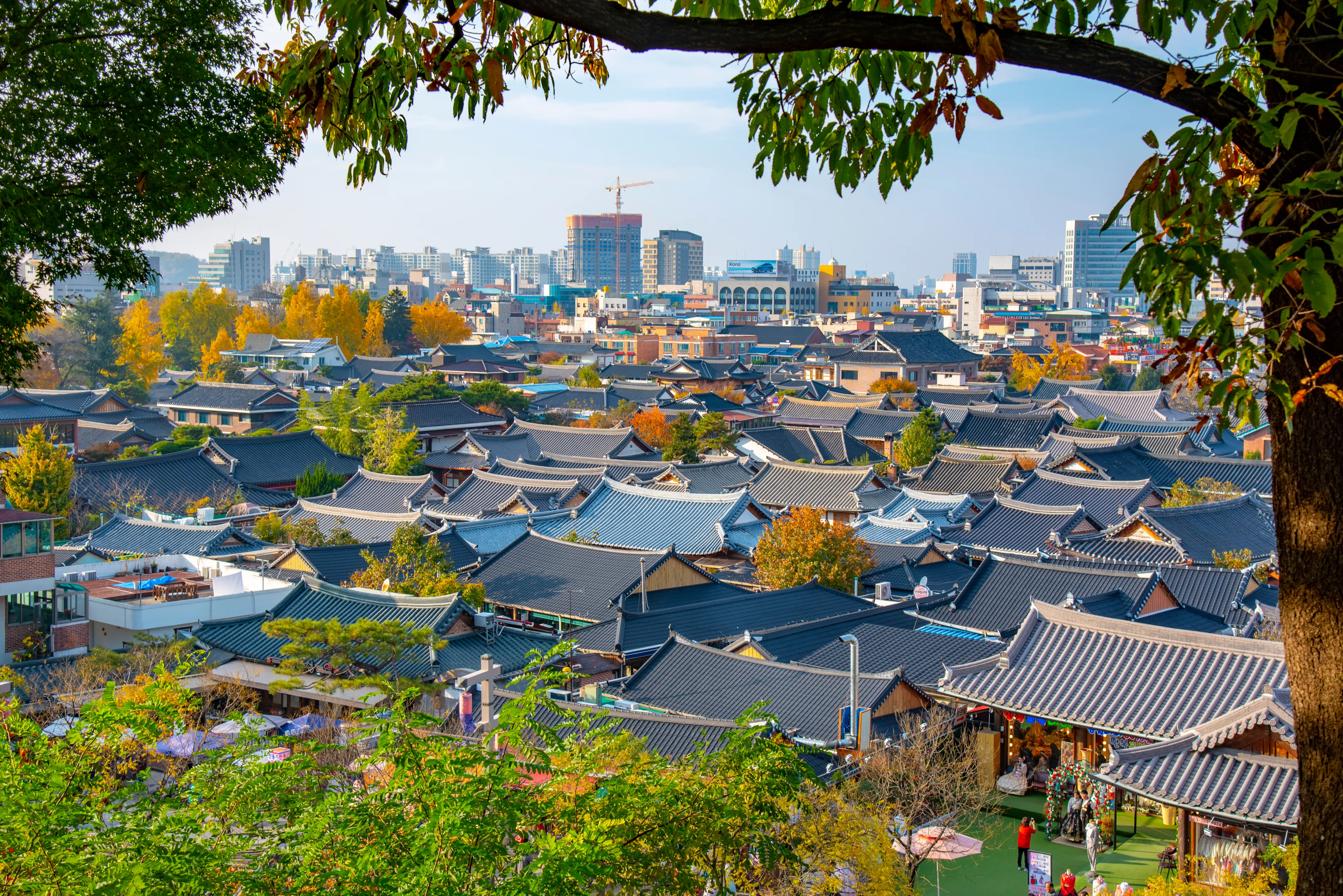 Aerial view.Scenery of Jeonju Hanok Village in South Korea.