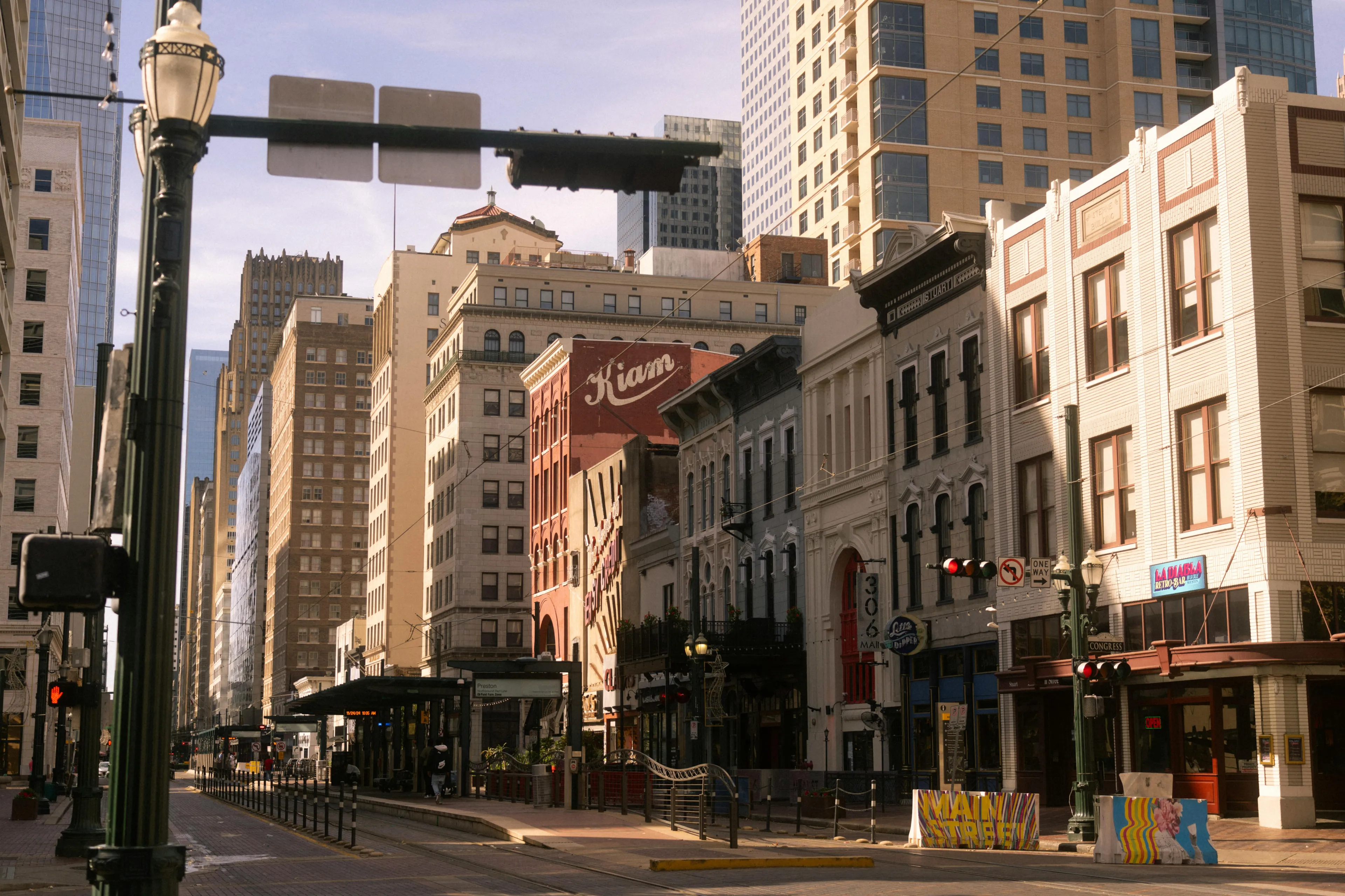 Historic Downtown Houston Street View Scene