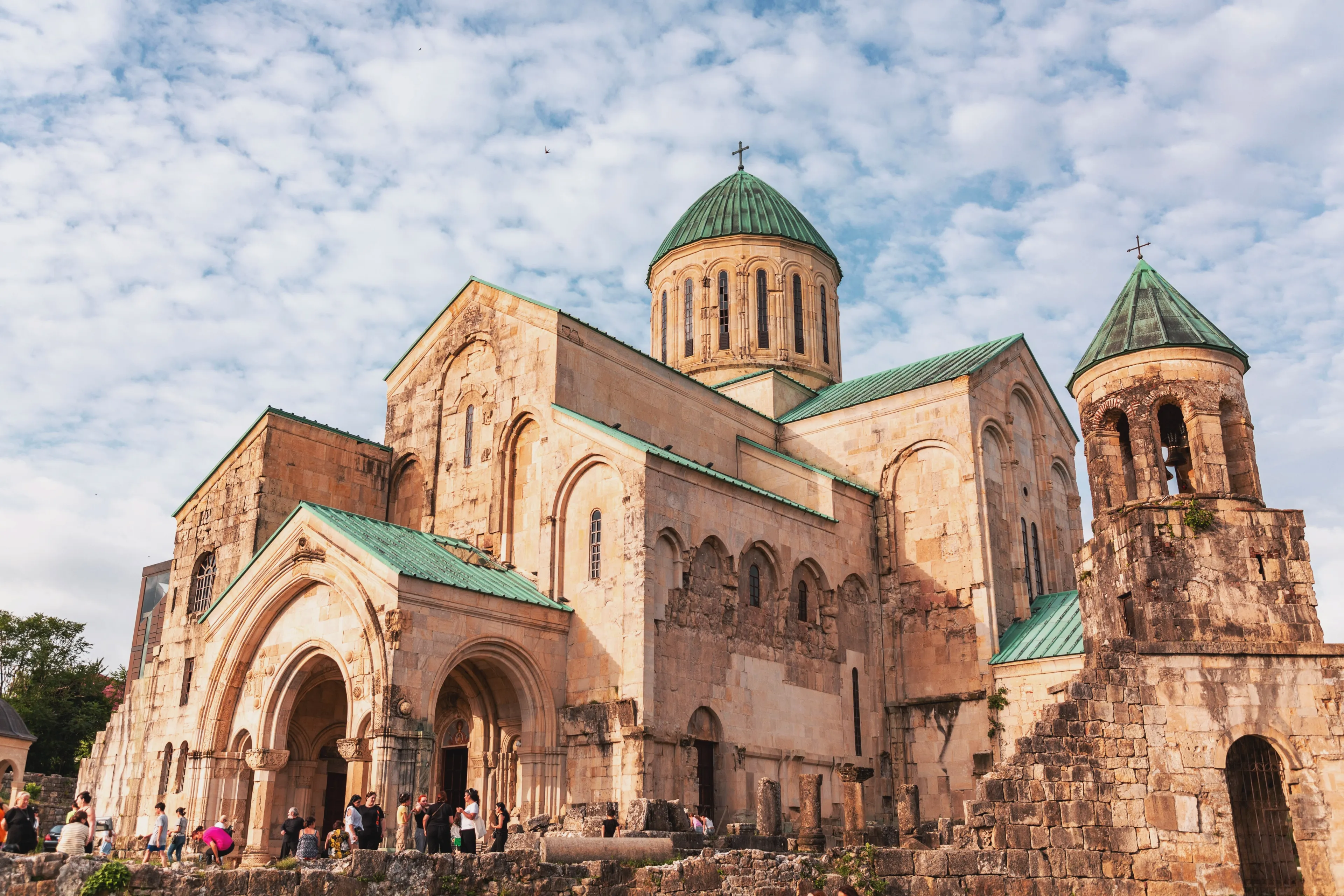 Kutaisi, Georgia - June 15, 2024: Bagrati Cathedral, a masterpiece of medieval Georgian architecture, is an 11th century cathedral in the city of Kutaisi, in the Imereti, Georgia.