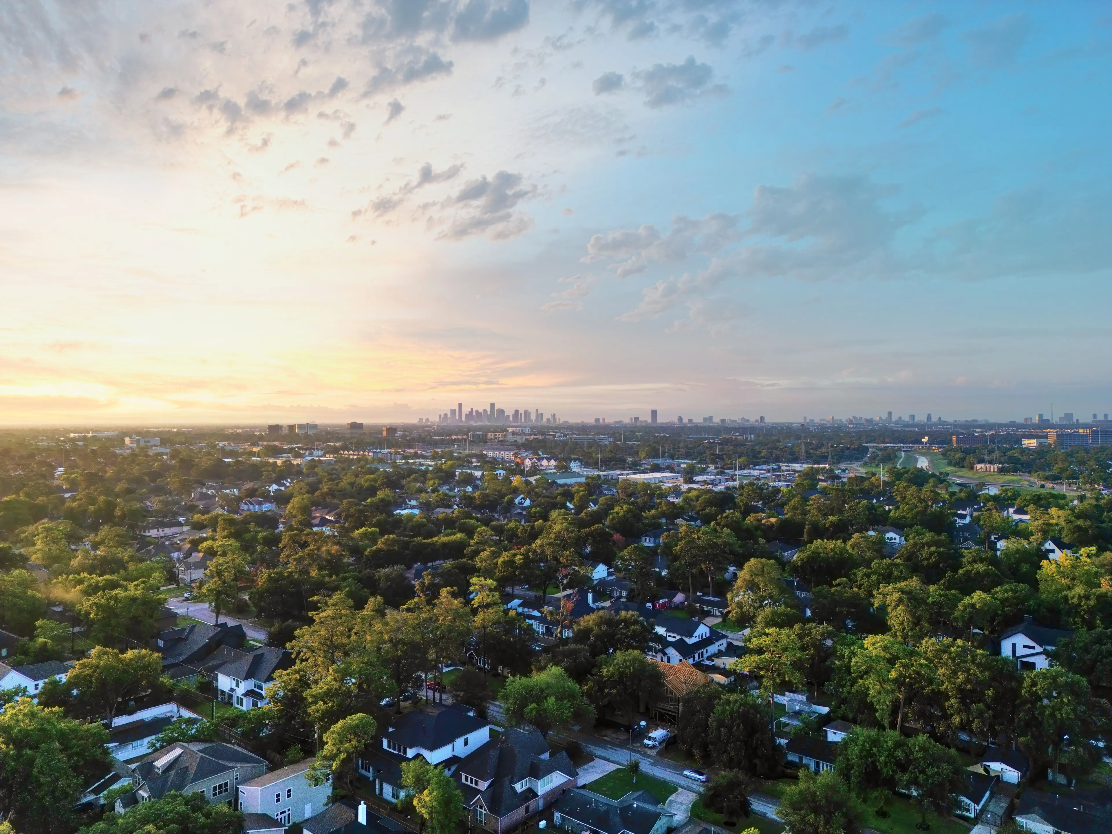 The Rosenberg Skyroom under a beautiful sky during sunrise