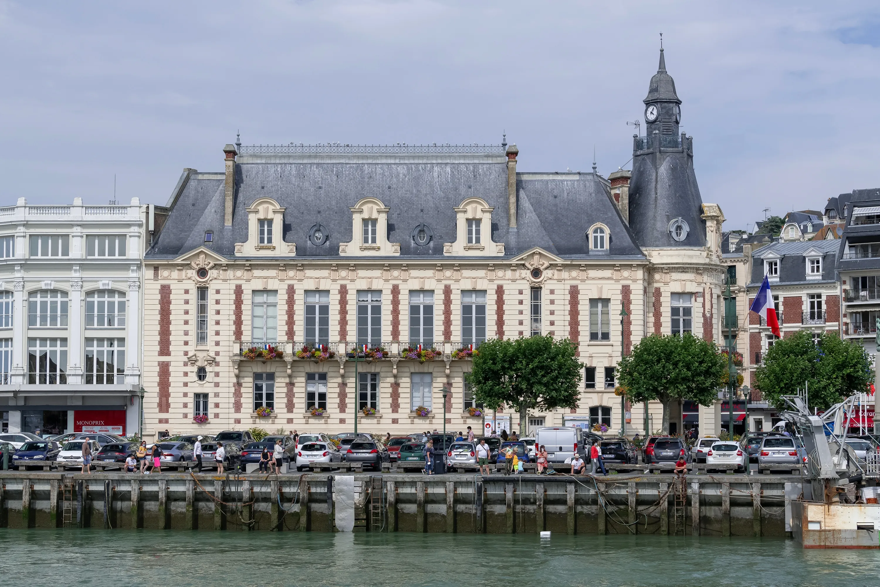 Trouville-sur-Mer, France - August 11th 2021 : Focus on the City Hall of Trouville build between 1911 and 1913 by Laurent Farge and Paul Farge.