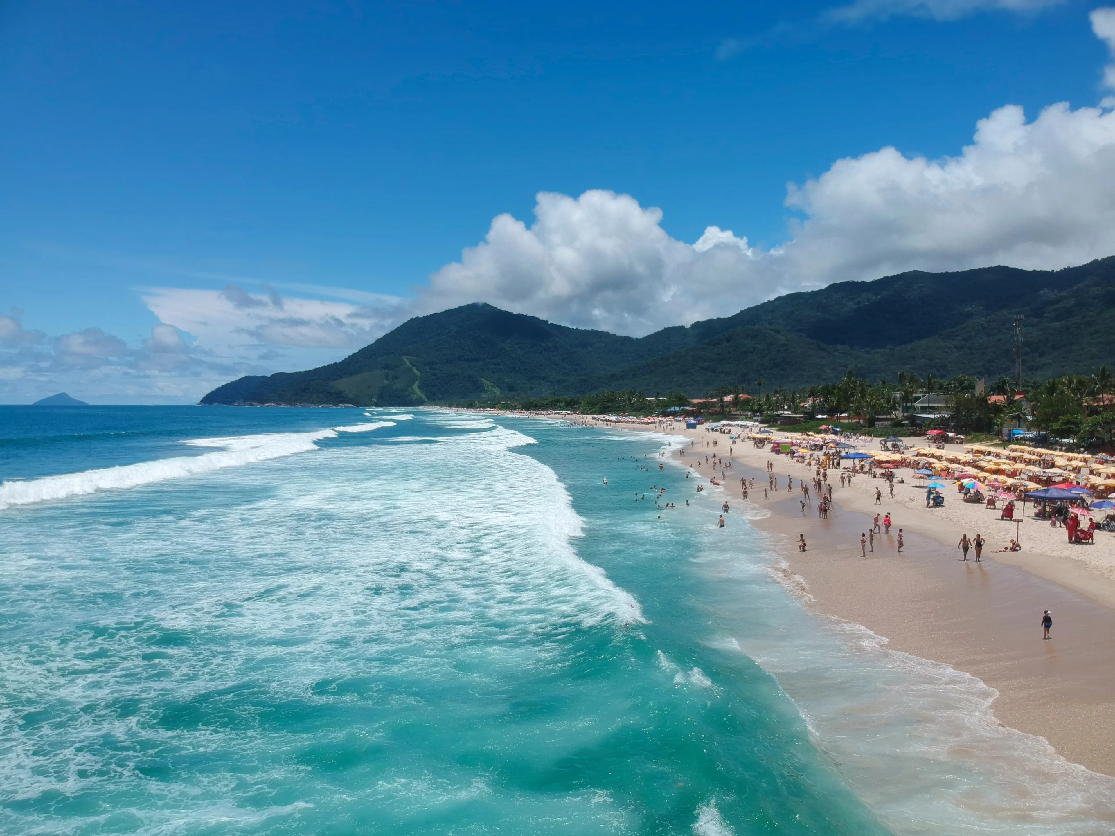Aerial view of Maresias beach, Sao Paulo State, Brazil