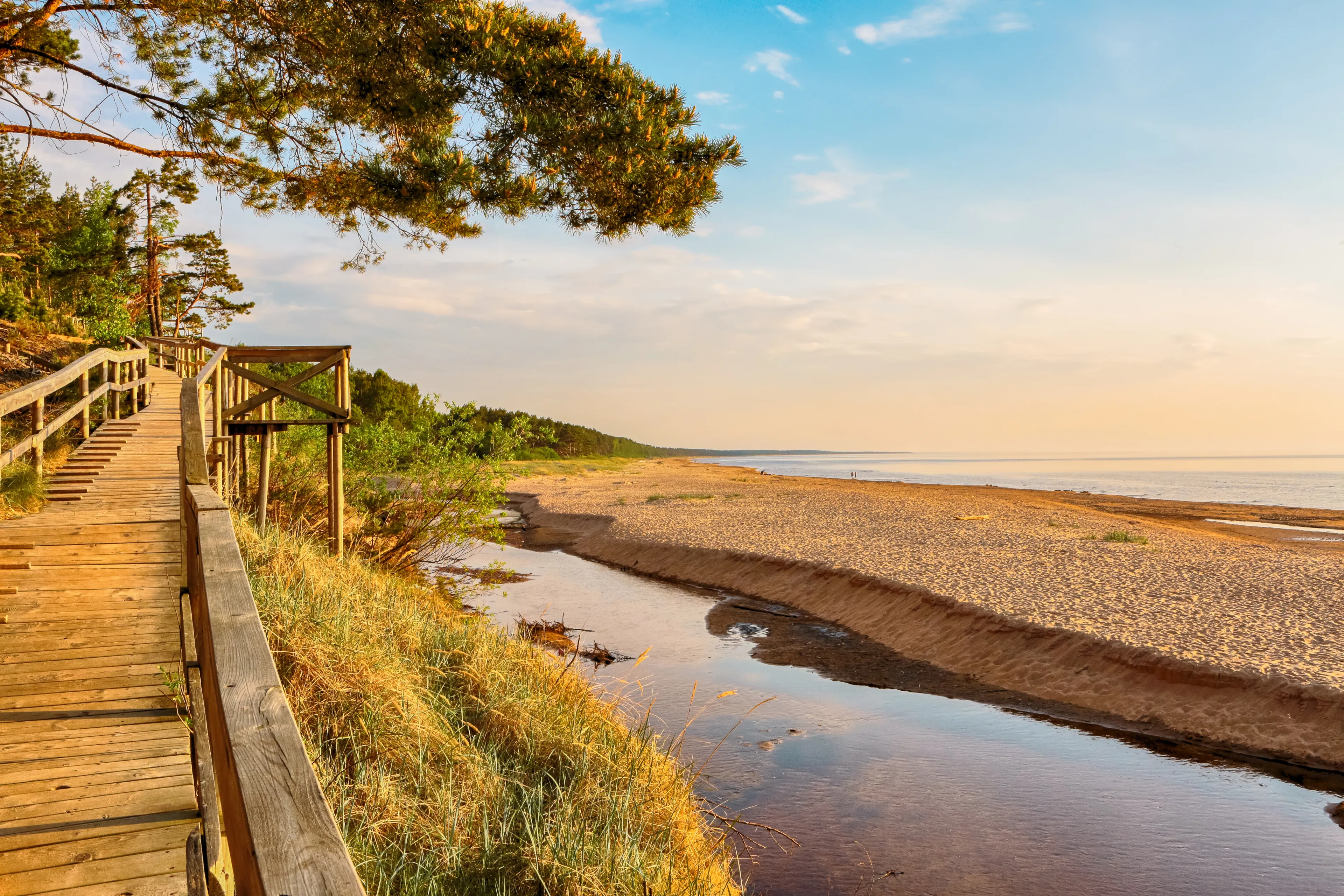 Sunset at the beach Saulkrasti, located near the Latvian capital Riga. The view of the Rigas bay.