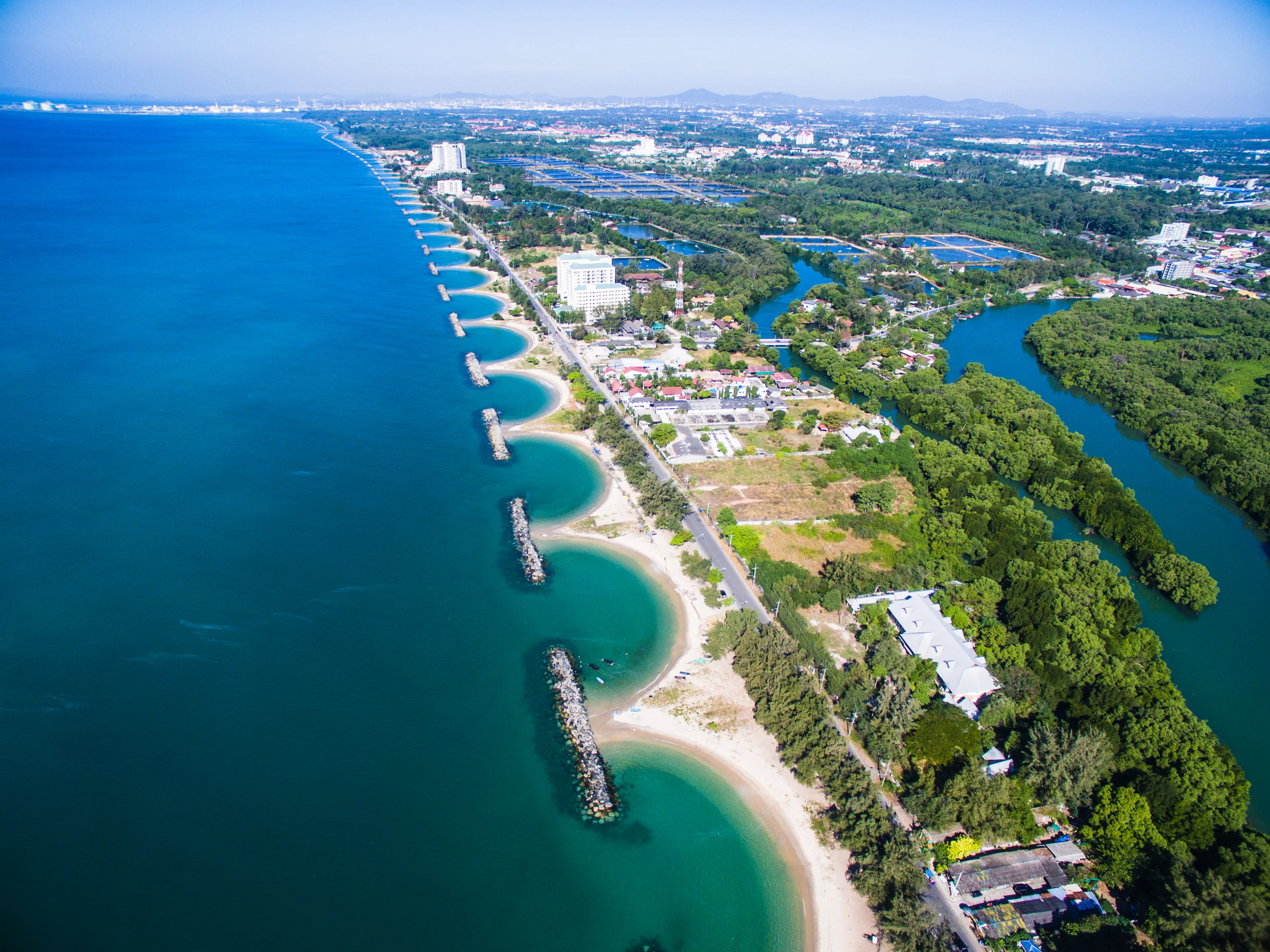 Saeng chan beach Rayong Thailand (bird eye view)