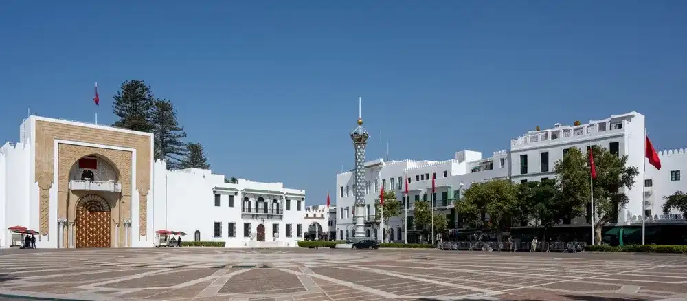 Hassan II square in Tetouan, Tétouan, Morocco. The photography also shows the Royal Palace of Tétouan. Hassan II square in Tetouan, Tétouan, Morocco. The photography also shows the Royal Palace of Tétouan.