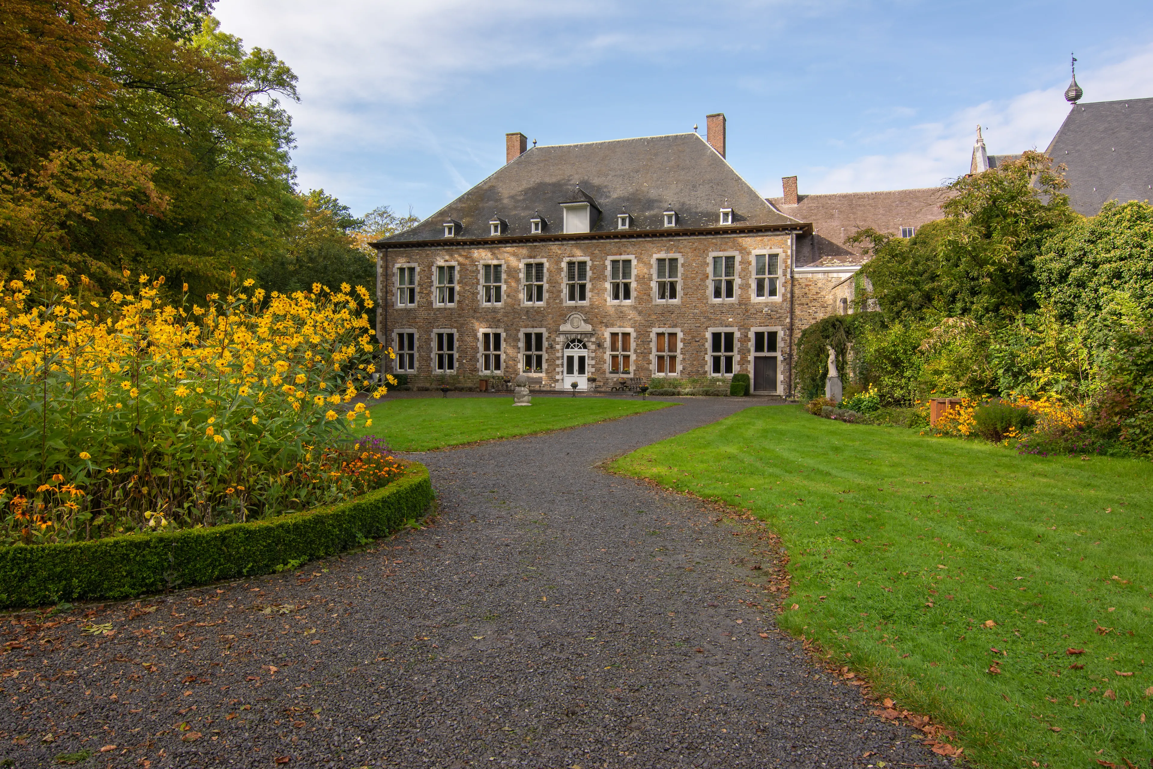 AUBEL, BELGIUM-October 15, 2021: Abbey of Val-Dieu. Founded in 1216. Nowadays a religious community and a touristic site.