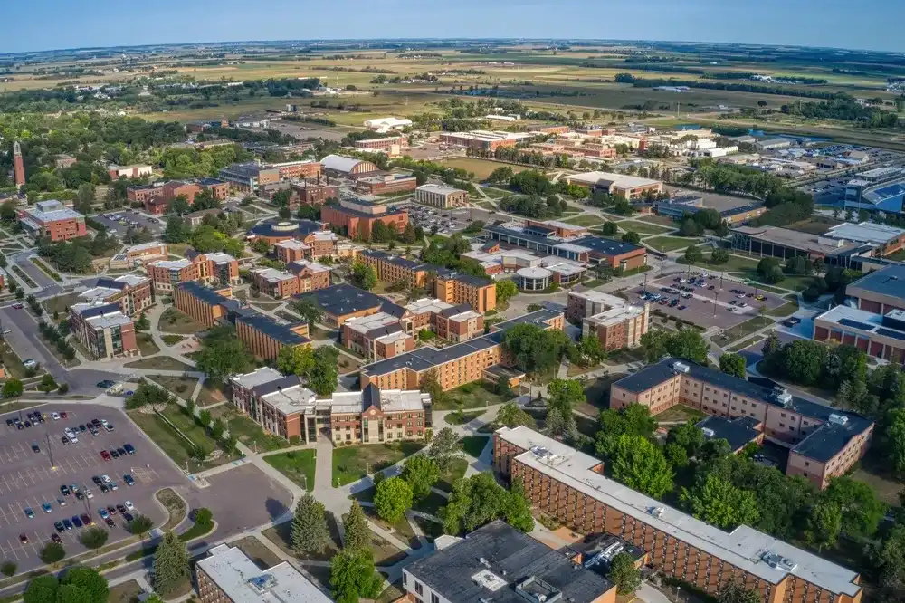 Aerial View of a large University in Brookings, South Dakota Aerial View of a large University in Brookings, South Dakota