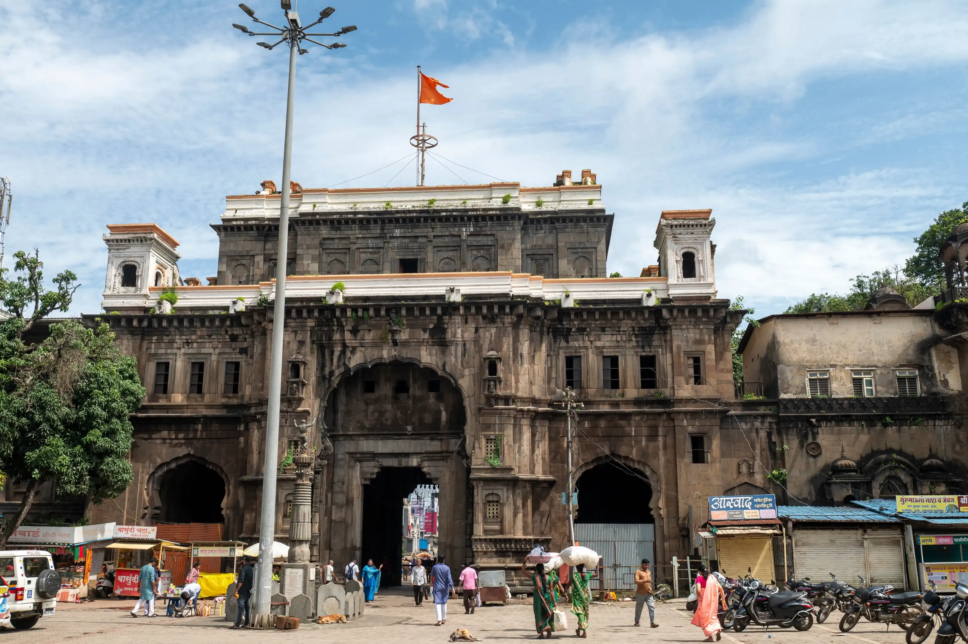 Kolhapur , India - 9 September 2024 View of the main entrance of Bhavani mandap from inside is a historical building situated in the walled city center of Kolhapur in southern Maharashtra India Kolhapur , India - 9 September 2024 View of the main entrance of Bhavani mandap from inside is a historical building situated in the walled city center of Kolhapur in southern Maharashtra India