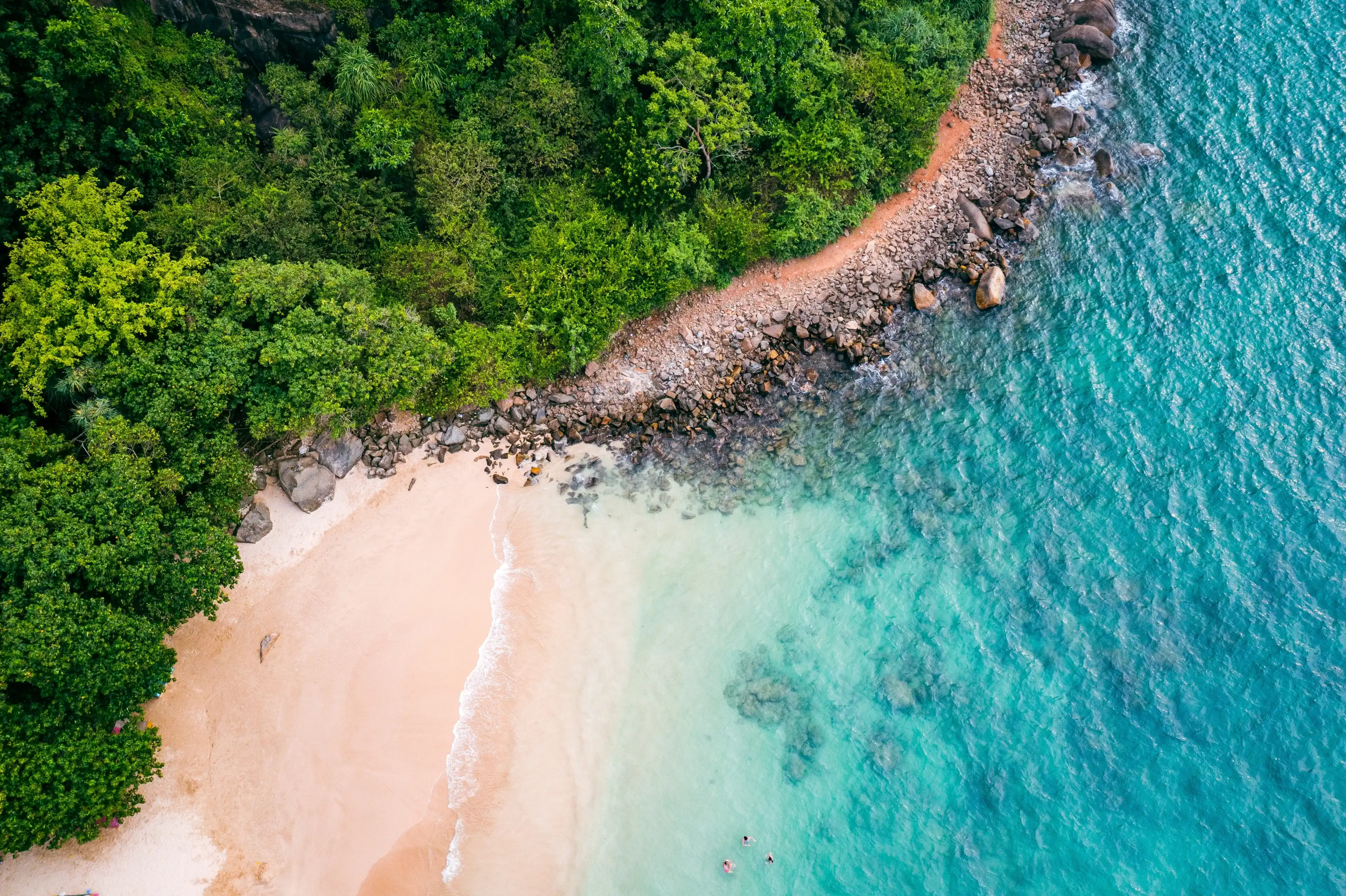 Tropical Jungle Beach in Sri Lanka. Aerial view of Exotic Costline and Rainforest. Paradise Beach. Tropical Jungle Beach in Sri Lanka. Aerial view of Exotic Costline and Rainforest. Paradise Beach.