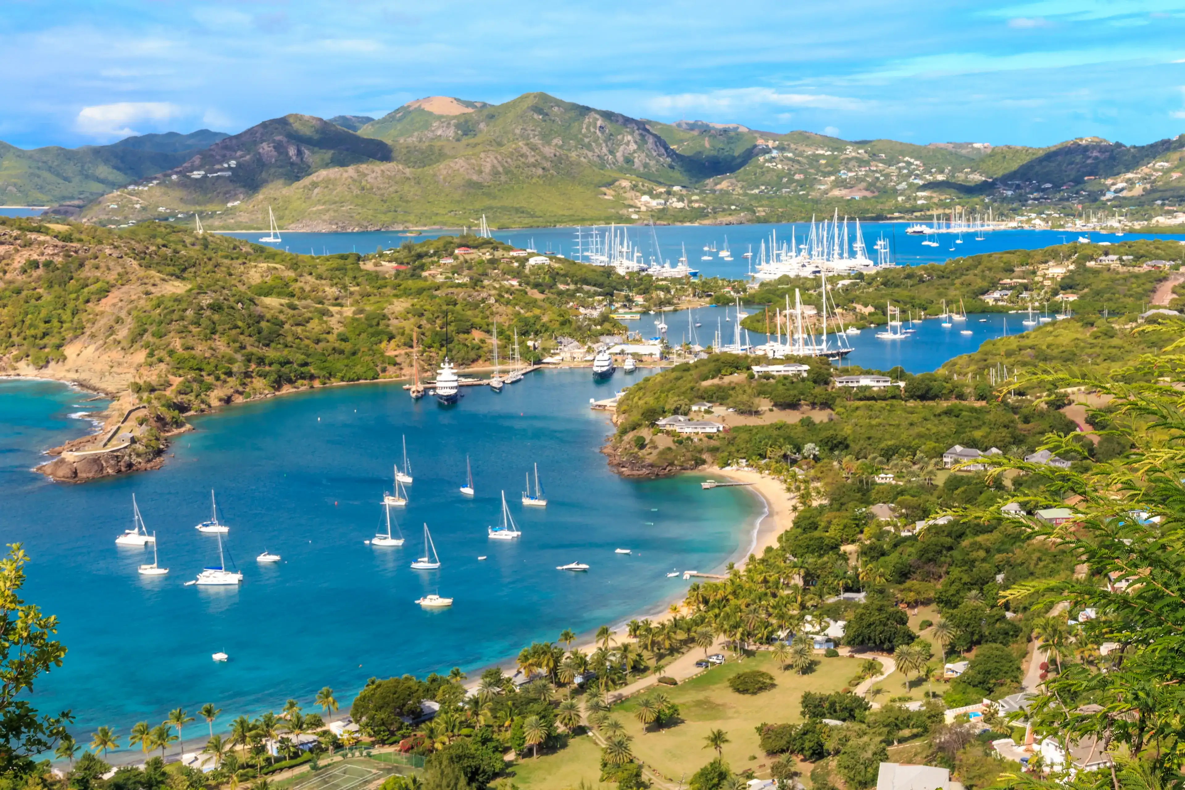 Antigua Bay, view from Shirely Heights, Antigua, West Indies, Caribbean