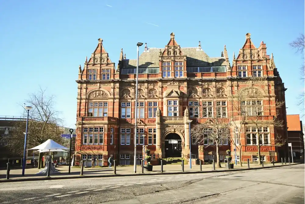 BLACKBURN, UK - FEBRUARY 16 2016: Victorian building. Blackburn is a large town in Lancashire, England which lies to the north of the West Pennine Moors on the southern edge of the Ribble Valley, BLACKBURN, UK - FEBRUARY 16 2016: Victorian building. Blackburn is a large town in Lancashire, England which lies to the north of the West Pennine Moors on the southern edge of the Ribble Valley,