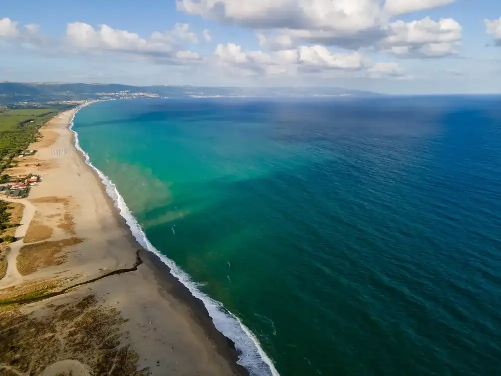 Italy Tyrrhenian coast photographed by drone, aerial photography of the beach and coast Italy Tyrrhenian coast photographed by drone, aerial photography of the beach and coast