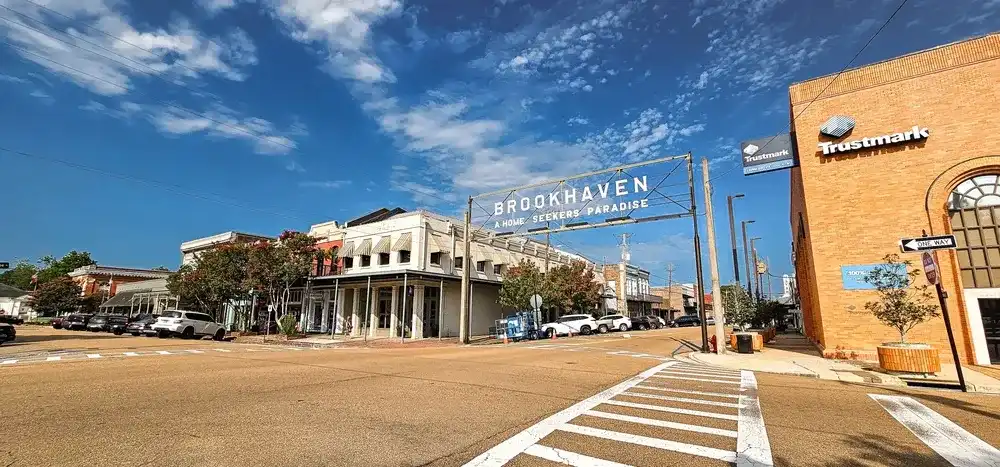 Brookhaven, Mississippi, USA - July 20, 2023: Brookhaven has a historic downtown that is filled with charming shops and other local businesses. Brookhaven, Mississippi, USA - July 20, 2023: Brookhaven has a historic downtown that is filled with charming shops and other local businesses.