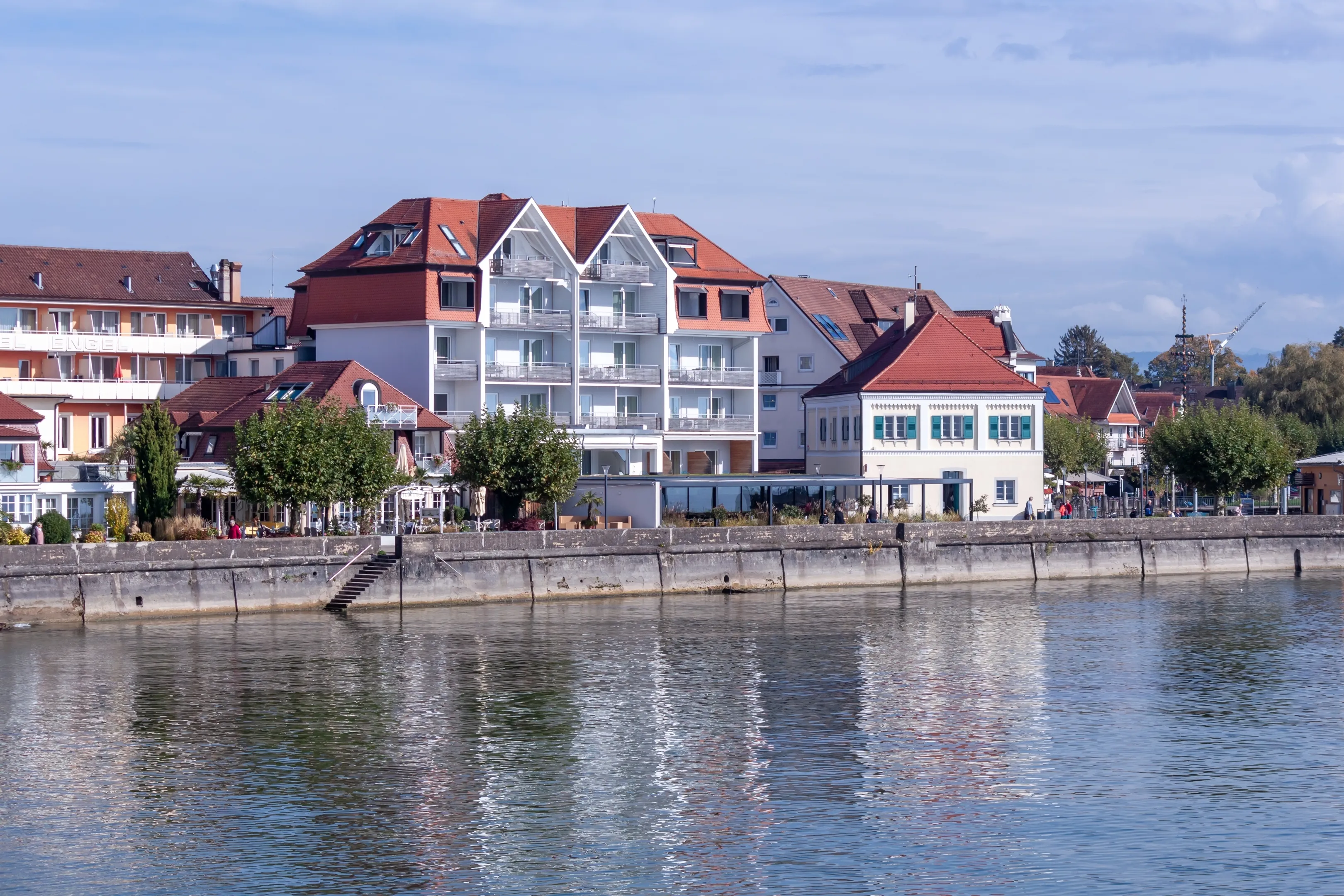 LANGENARGEN, GERMANY - OCTOBER 10, 2022: Hotels on the embankment of Langenargen