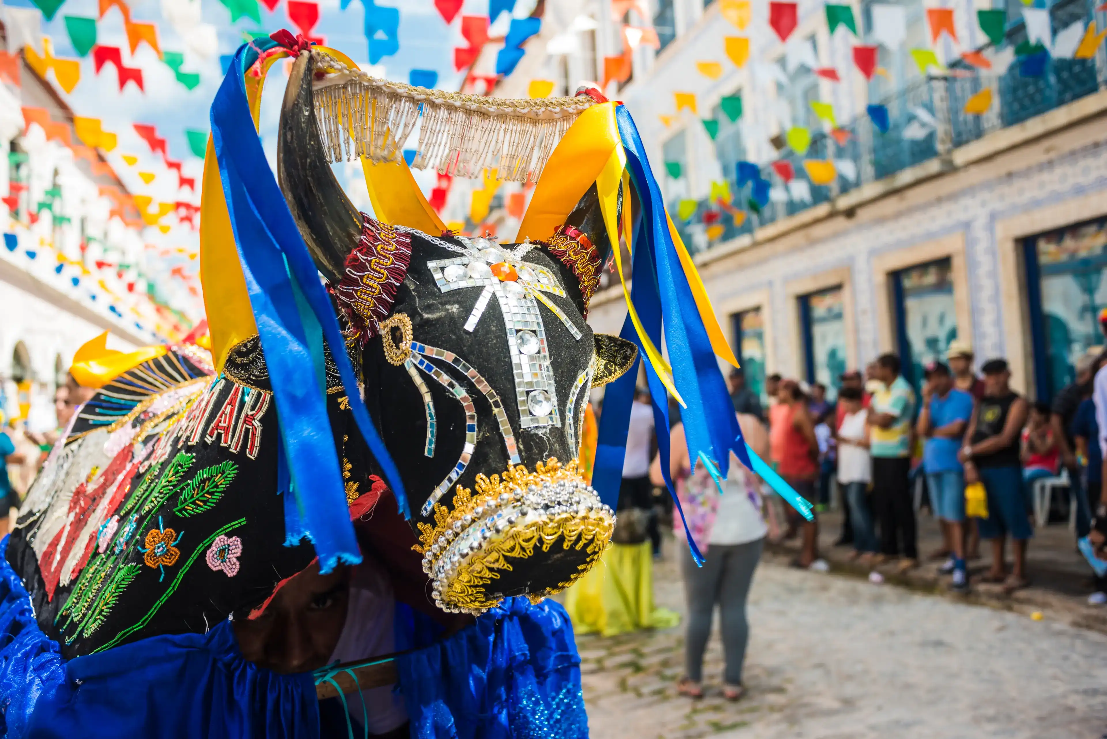 Sao Luis, Maranhao State, Brazil - July 7, 2016: Historic town is preparing for the traditional holiday of bulls Sao Luis, Maranhao State, Brazil - July 7, 2016: Historic town is preparing for the traditional holiday of bulls