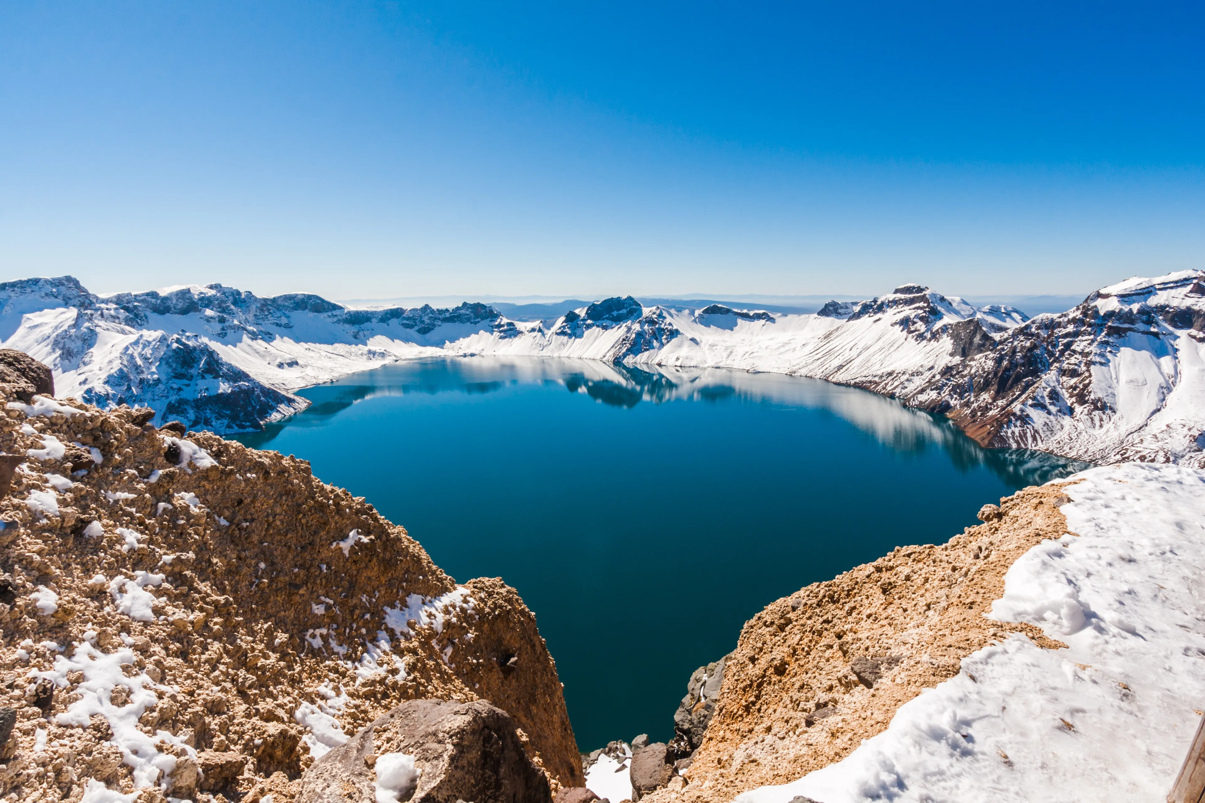 Heaven lake summit of Changbai Moutain in Winter season ,Jilin ,China, Asia