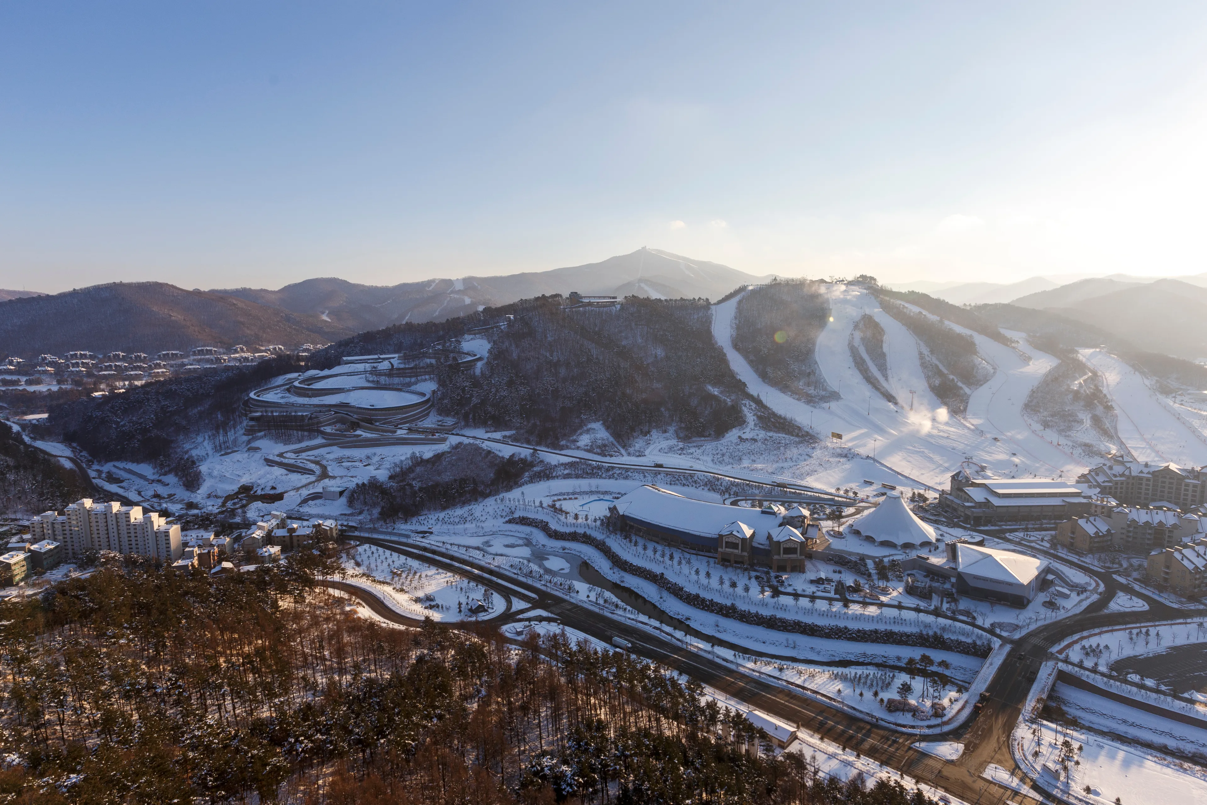PYEONGCHANG, SOUTH KOREA: Winter view of ski resort in Pyeongchang, South Korea. PYEONGCHANG, SOUTH KOREA/2016