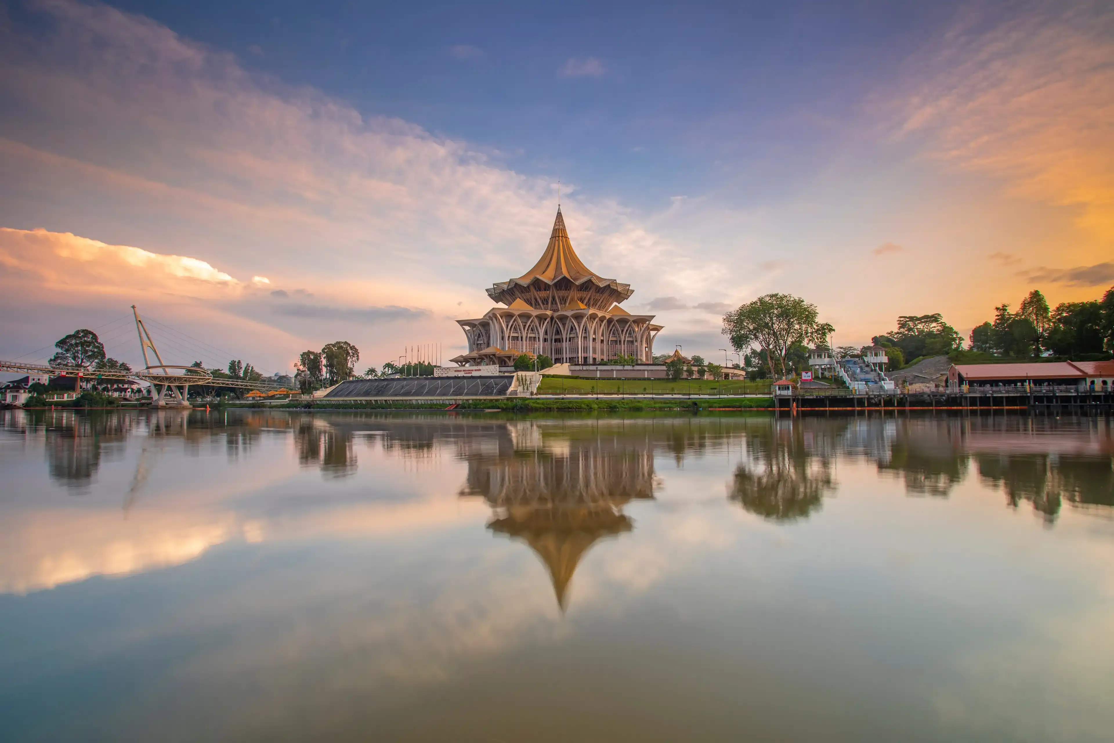 Sarawak State Legislative Assembly (Dewan Undangan Negeri), Kuching,Sarawak, Malaysia. (Soft focus, slight motion blur)