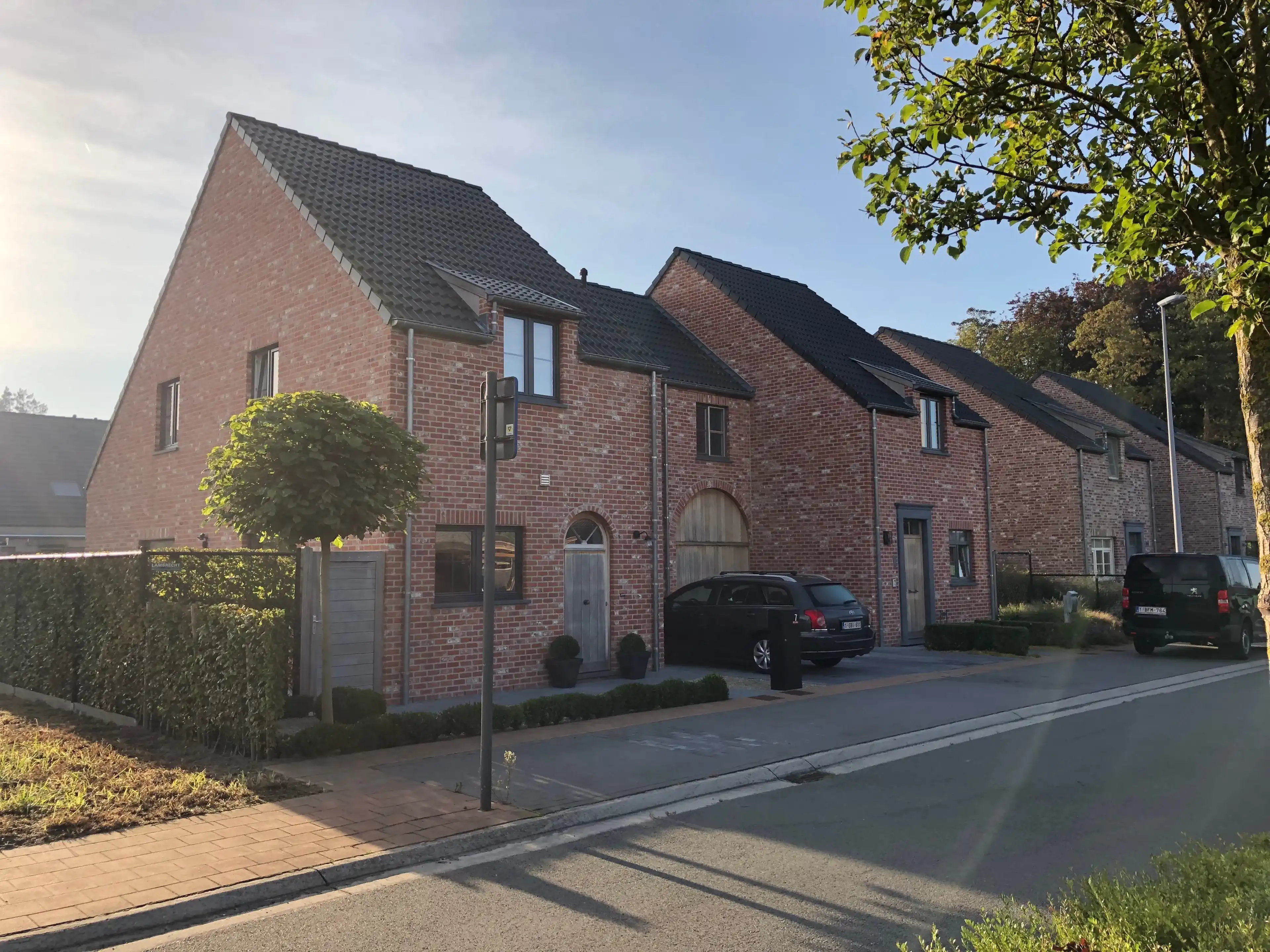 Beernem, Belgium - 15 September 2019: typical Belgian brick house villa in a nice rural neighborhood village