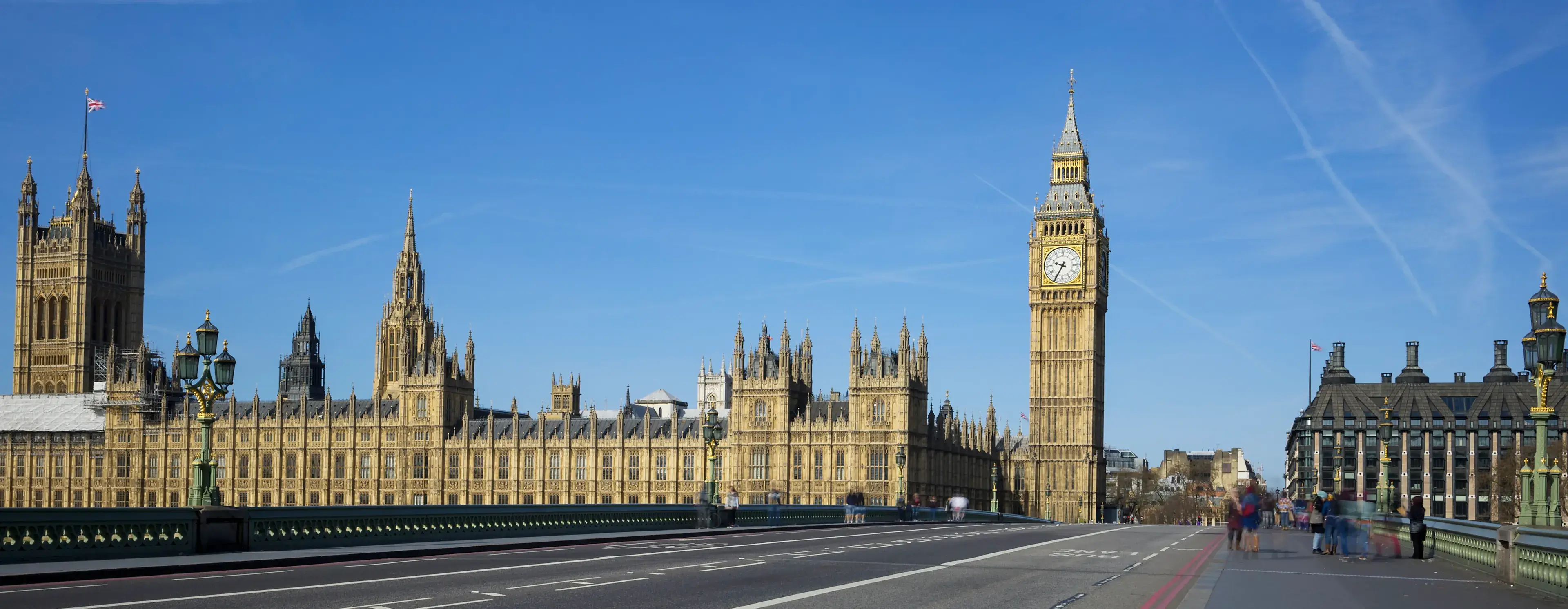 Panoramic view of big ben from the bridge, london. Panoramic view of big ben from the bridge, london.