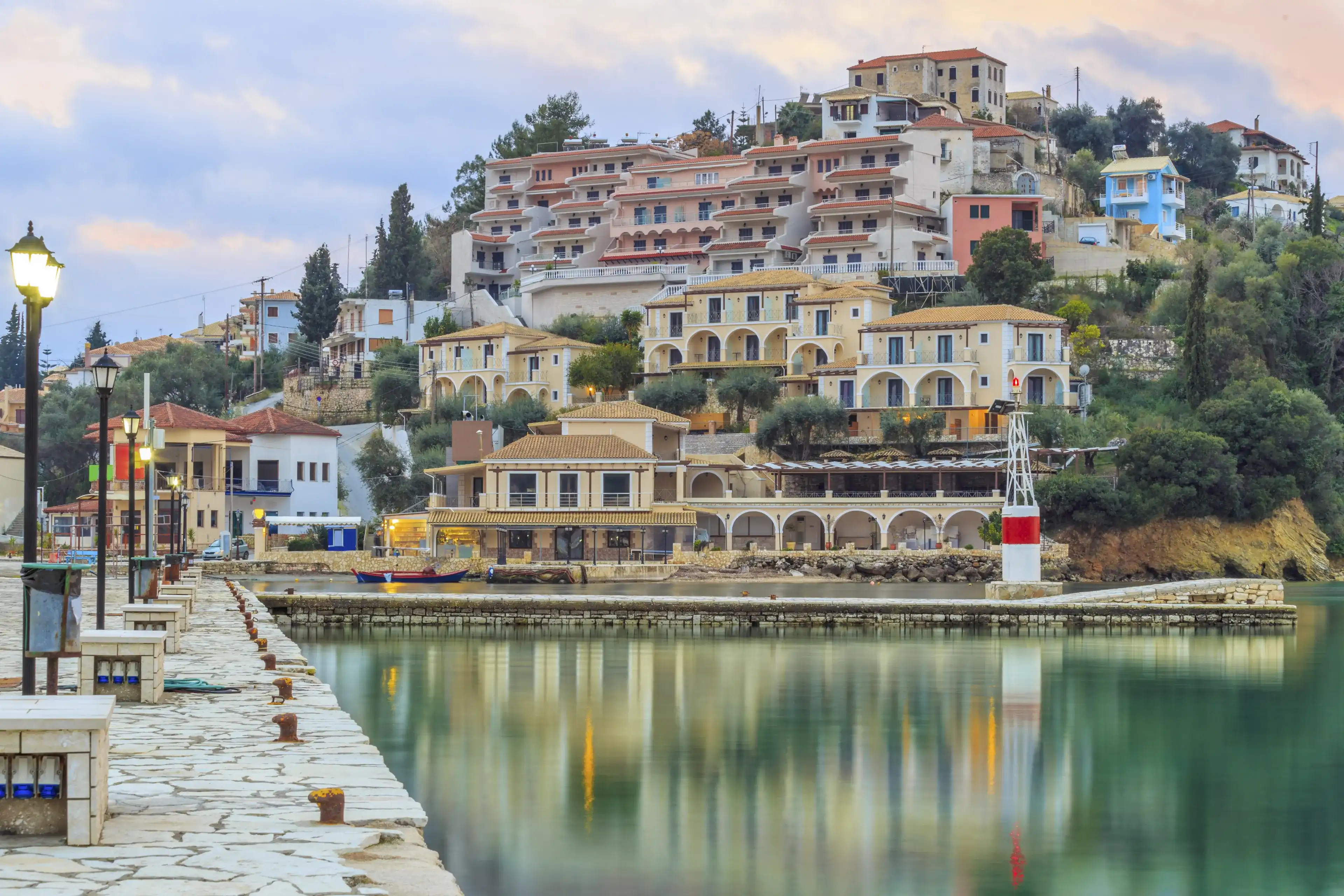 Sivota by winter night, Greece, tourist resort Sivota by winter night, Greece, tourist resort