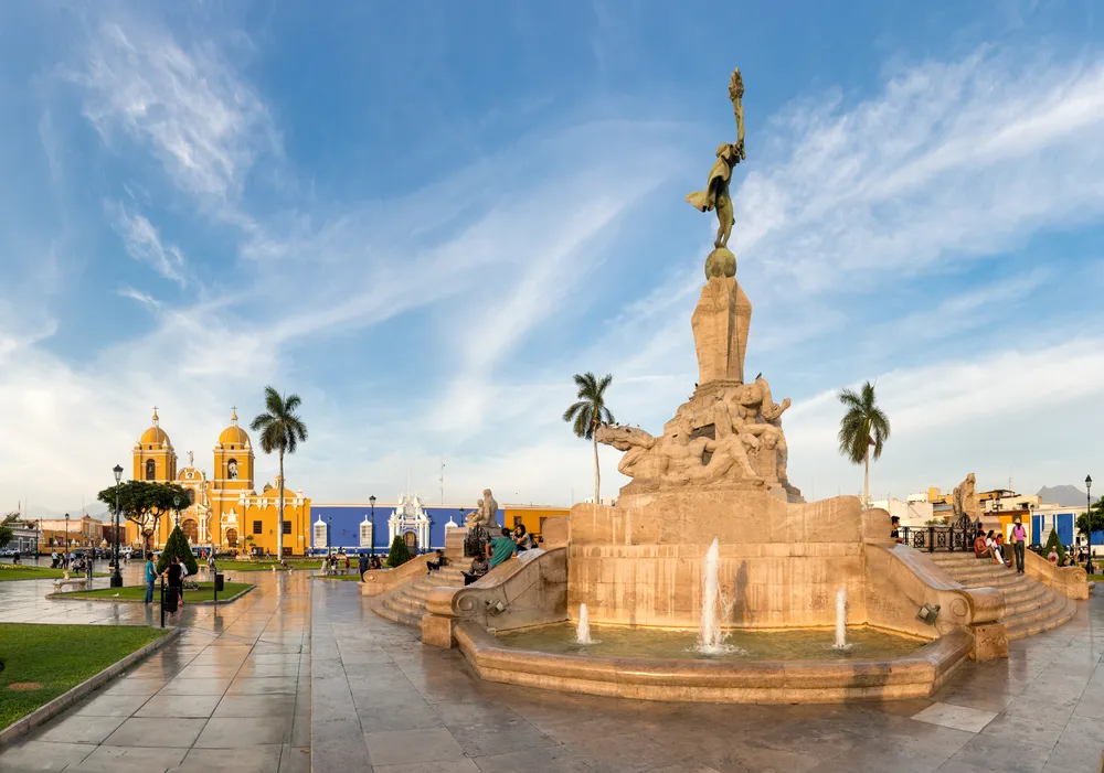 View of main square of Trujillo city, Peru.