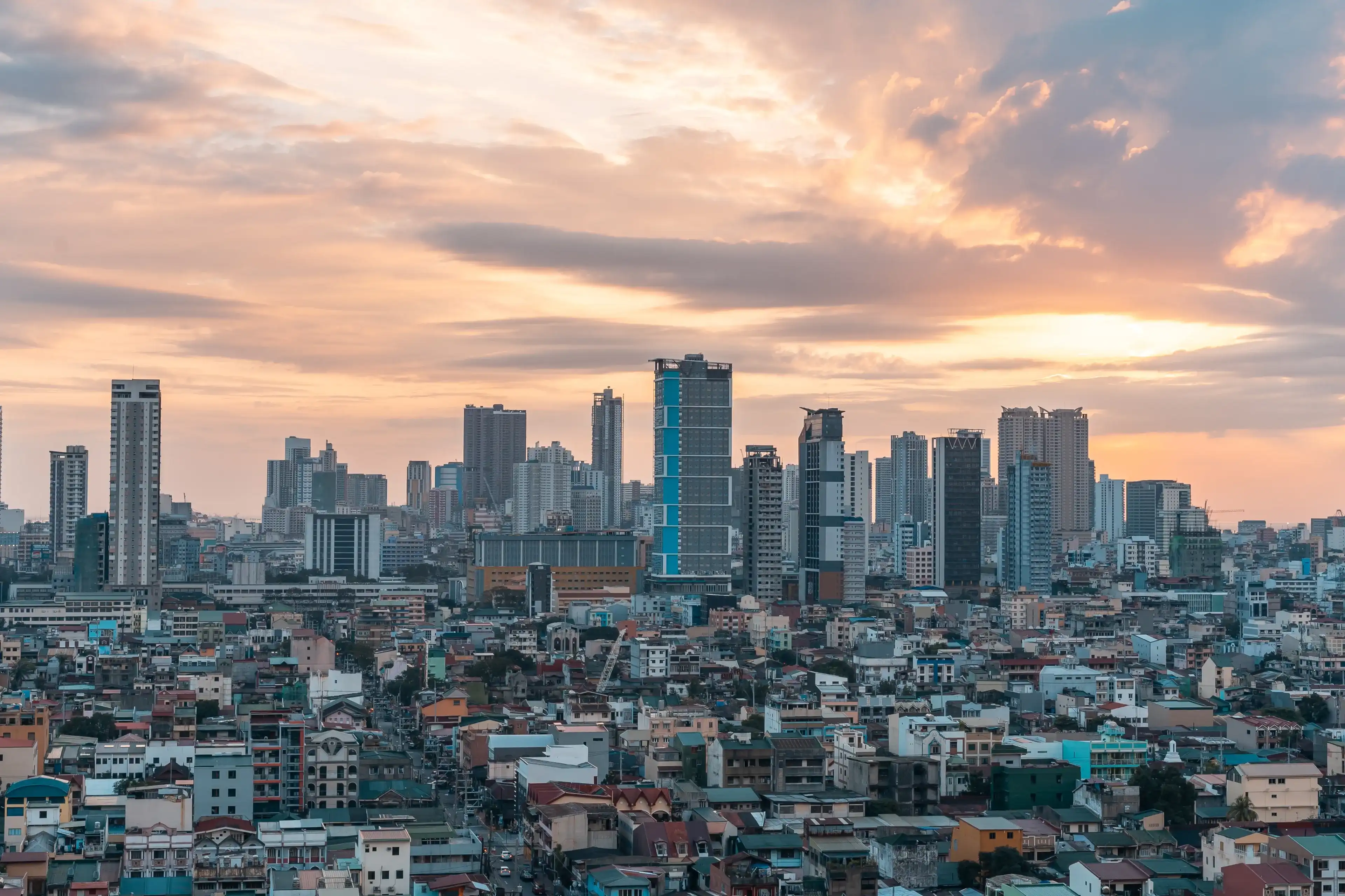 MANILA, PHILIPPINES - Jan 23, 2022: A photo of a cityscape in the Philippines, showing social class division