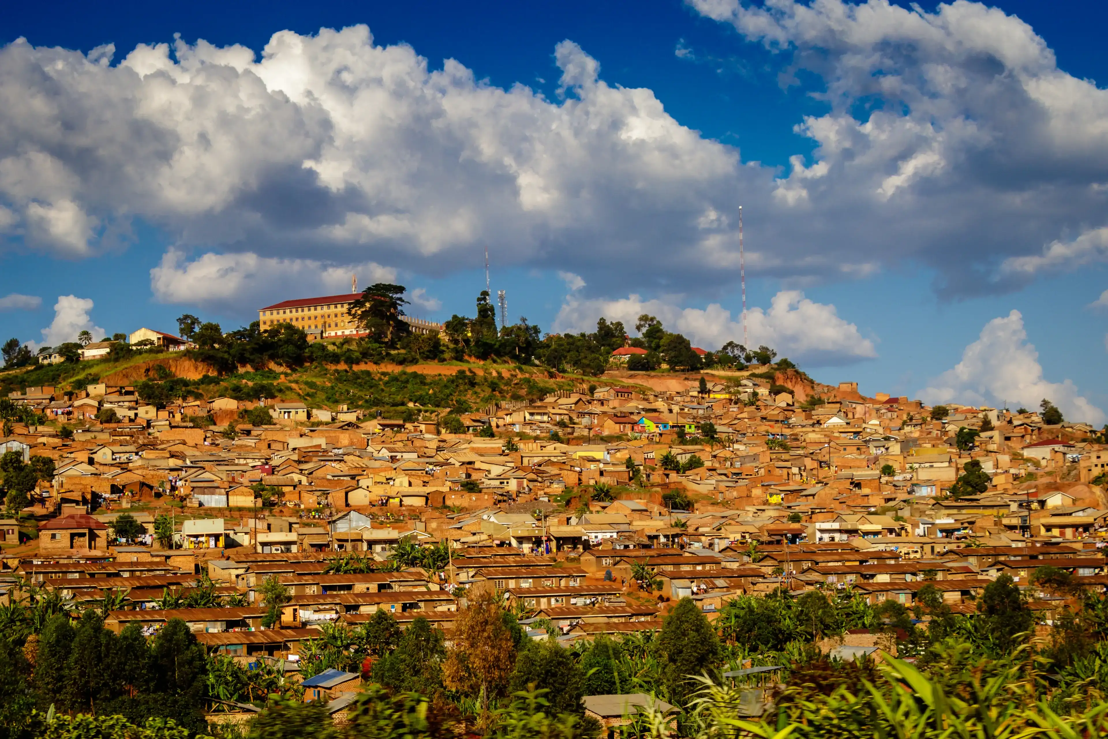 Outskirts of Kampala build on of the seven hills that are a symbol of the capital of Uganda