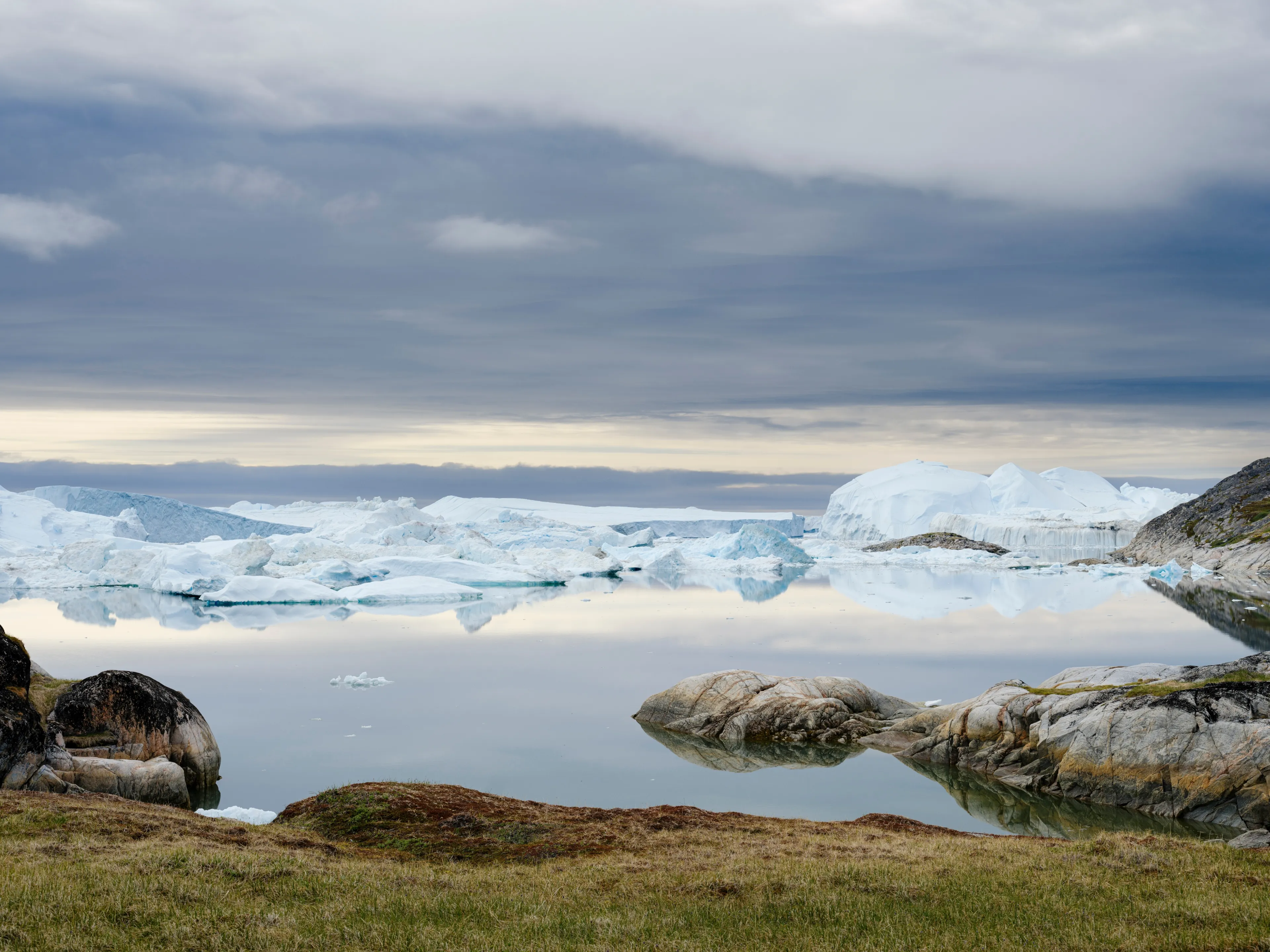 Ilulissat Icefjord also called Kangia or Ilulissat Kangerlua at Disko Bay. The Icefjord is listed as UNESCO World Heritage. Greenland, Danish Territory