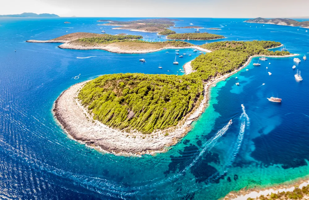 Aerial view of Paklinski Islands in Hvar, Croatia