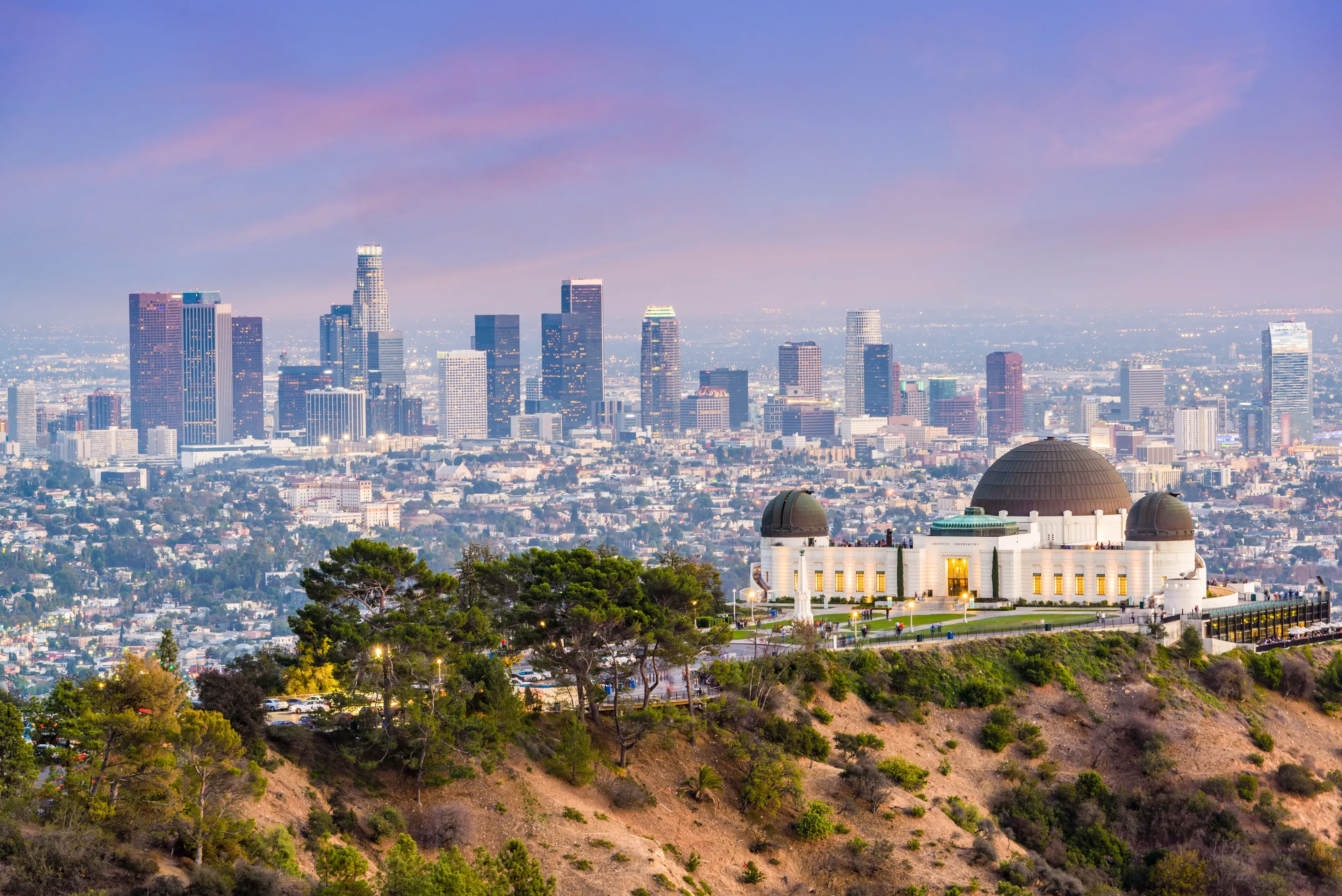 Los Angeles, California, USA downtown skyline from Griffith Park. Los Angeles, California, USA downtown skyline from Griffith Park.